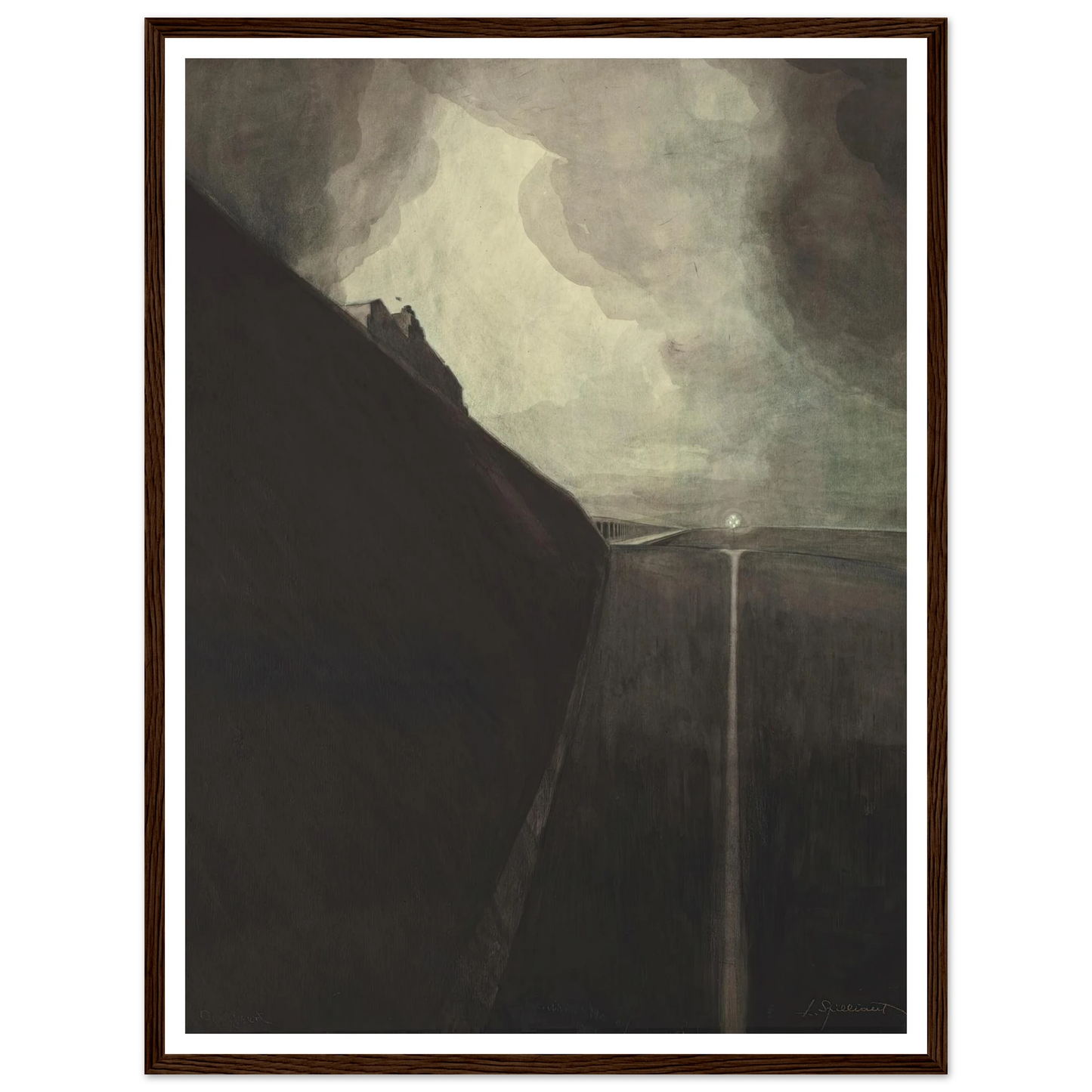 Digue et plage, Chalet Royal et galeries d’Ostende (1908) Art Print | Leon Spilliaert - Framed Poster - 30x40 cm / 12x16″ - Black frame