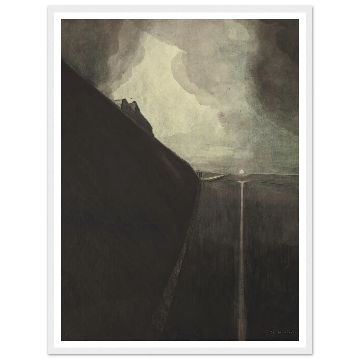 Digue et plage, Chalet Royal et galeries d’Ostende (1908) Art Print | Leon Spilliaert - Framed Poster - 30x40 cm / 12x16″ - Black frame