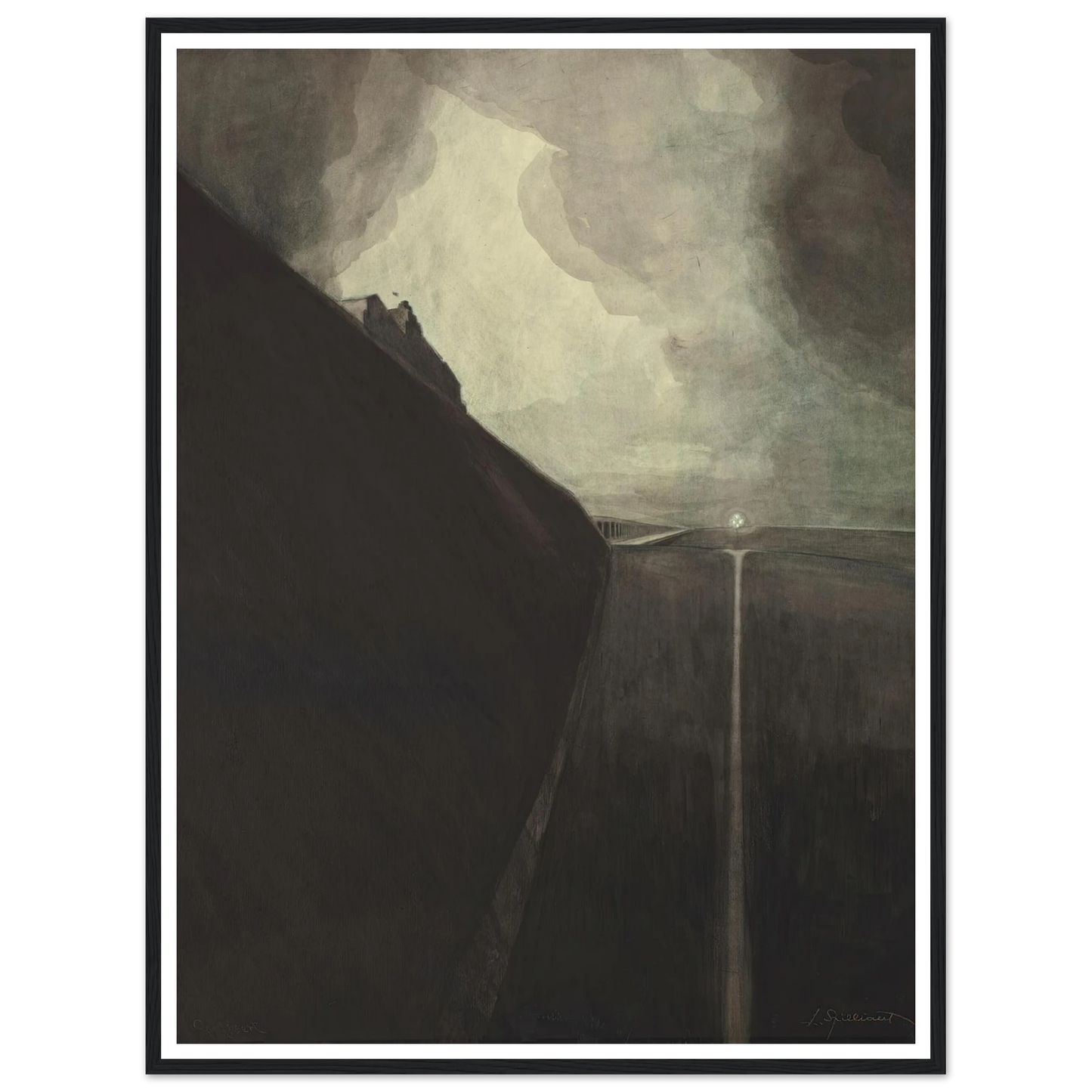 Digue et plage, Chalet Royal et galeries d’Ostende (1908) Art Print | Leon Spilliaert - Framed Poster - 30x40 cm / 12x16″ - Black frame