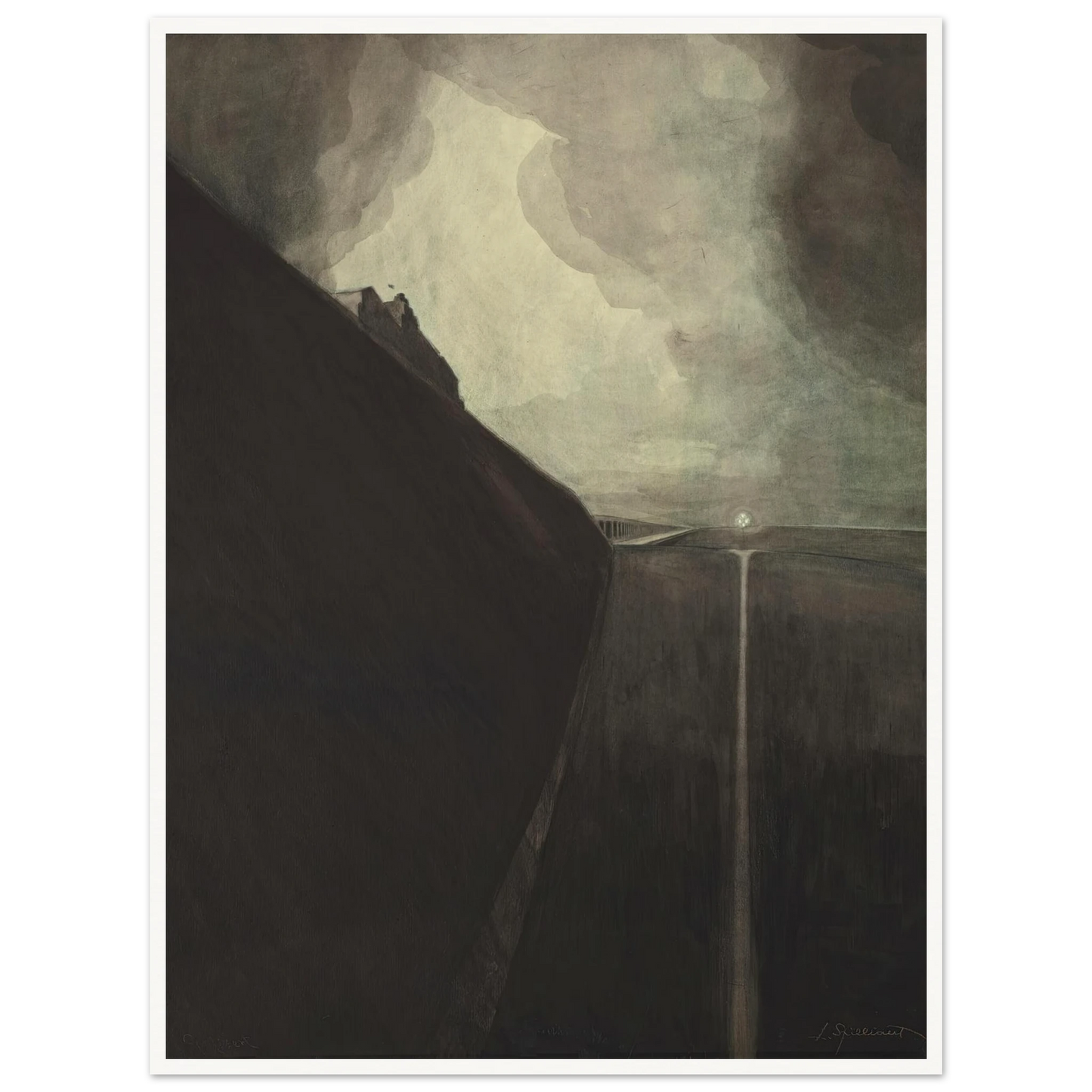 Digue et plage, Chalet Royal et galeries d’Ostende (1908) Art Print | Leon Spilliaert - Framed Poster - 30x40 cm / 12x16″ - Black frame