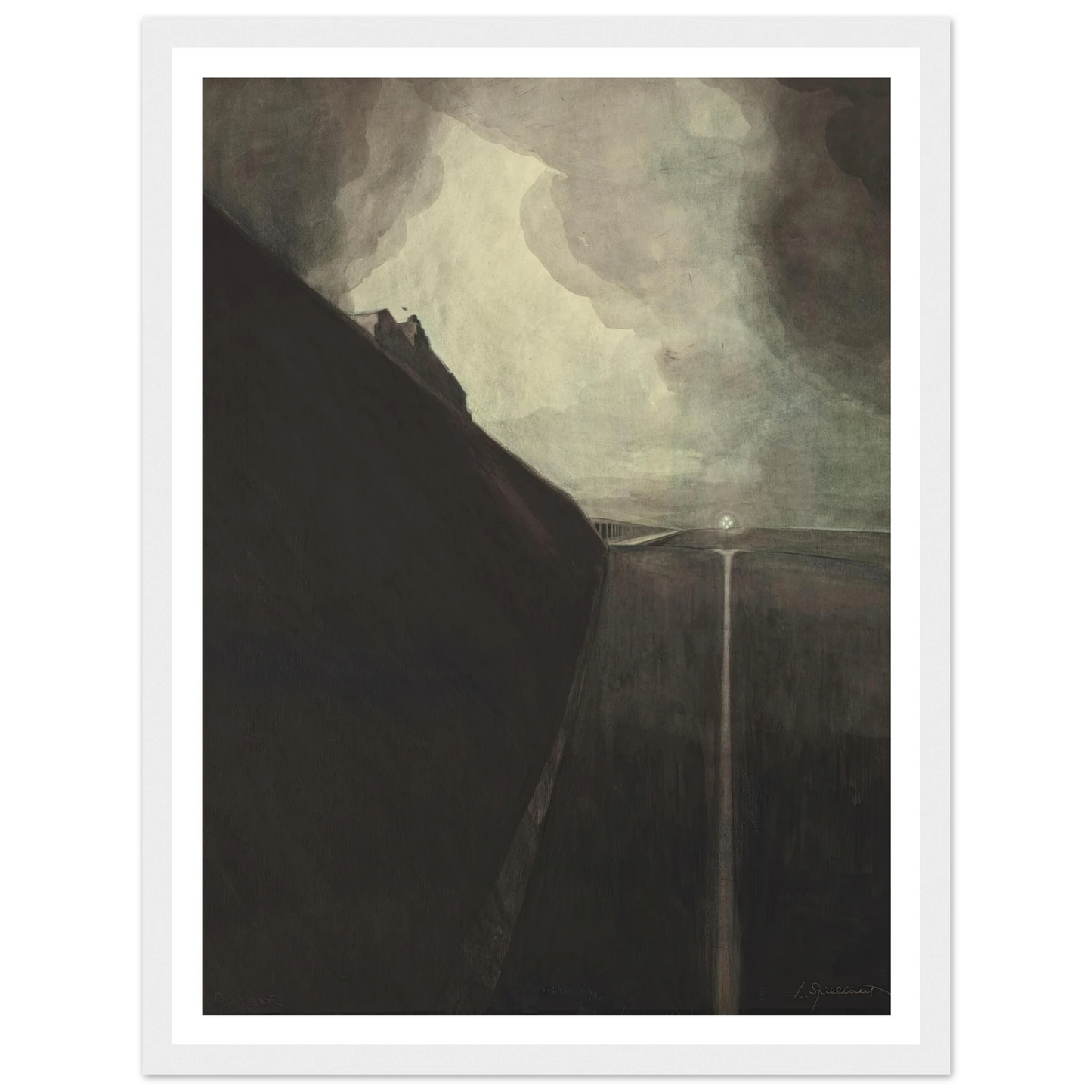 Digue et plage, Chalet Royal et galeries d’Ostende (1908) Art Print | Leon Spilliaert - Framed Poster - 30x40 cm / 12x16″ - Black frame