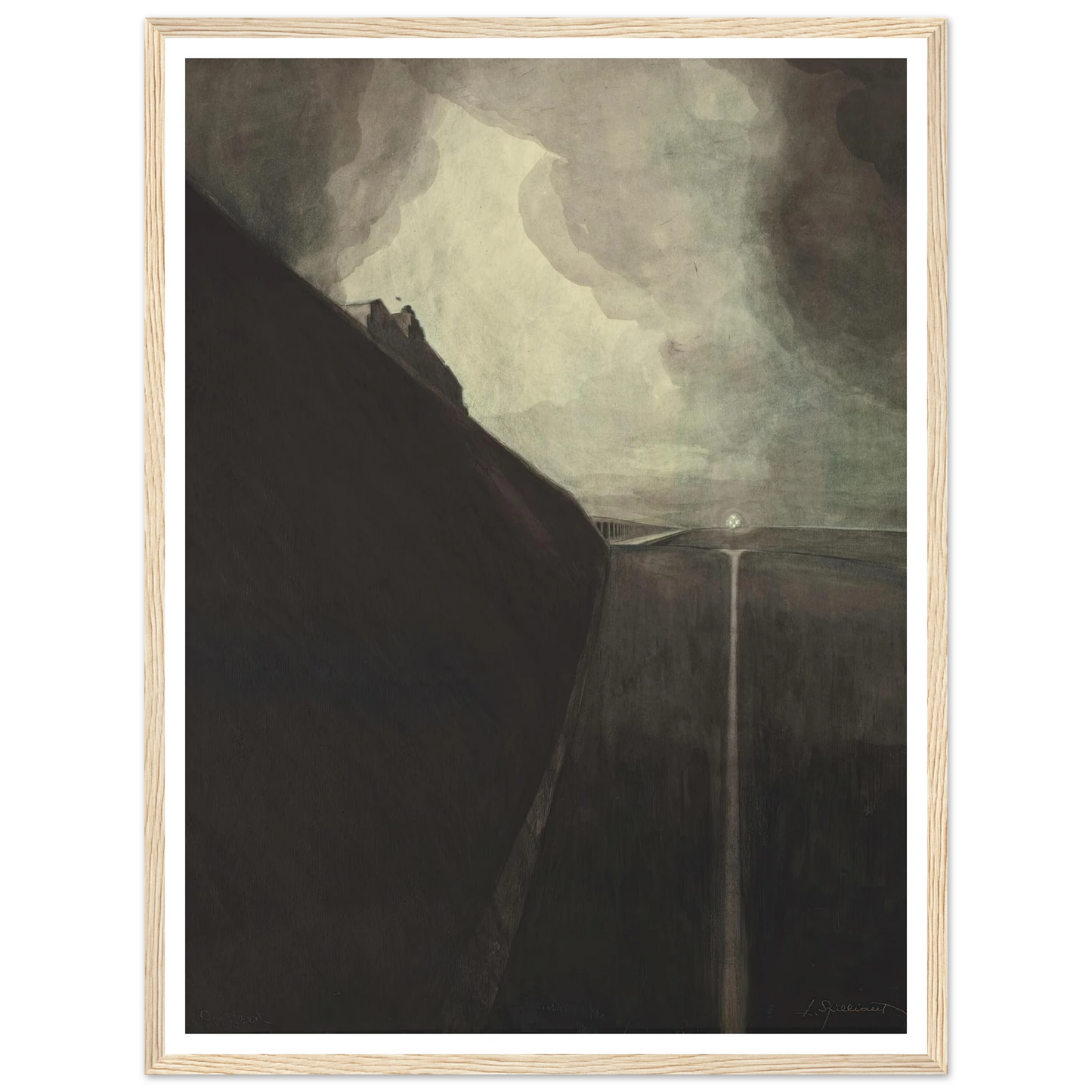 Digue et plage, Chalet Royal et galeries d’Ostende (1908) Art Print | Leon Spilliaert - Framed Poster - 30x40 cm / 12x16″ - Black frame