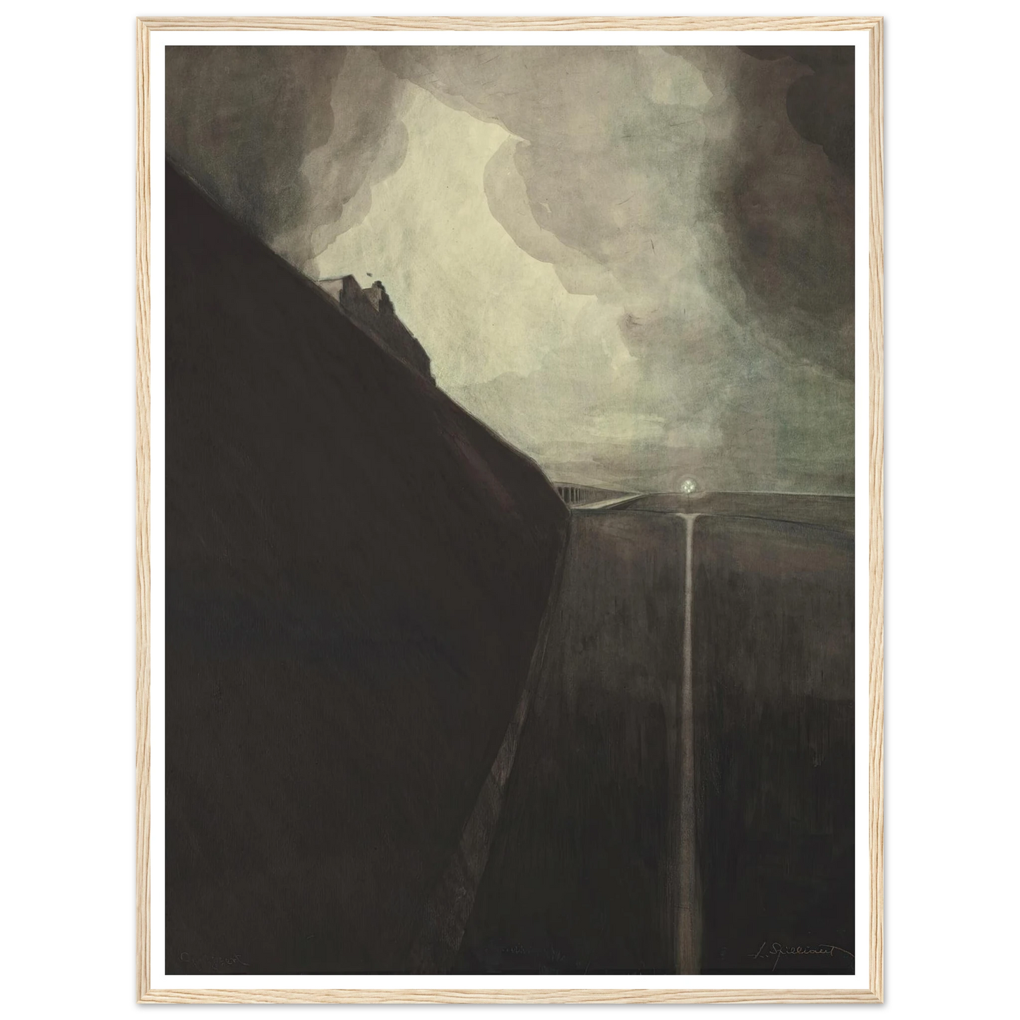 Digue et plage, Chalet Royal et galeries d’Ostende (1908) Art Print | Leon Spilliaert - Framed Poster - 30x40 cm / 12x16″ - Black frame