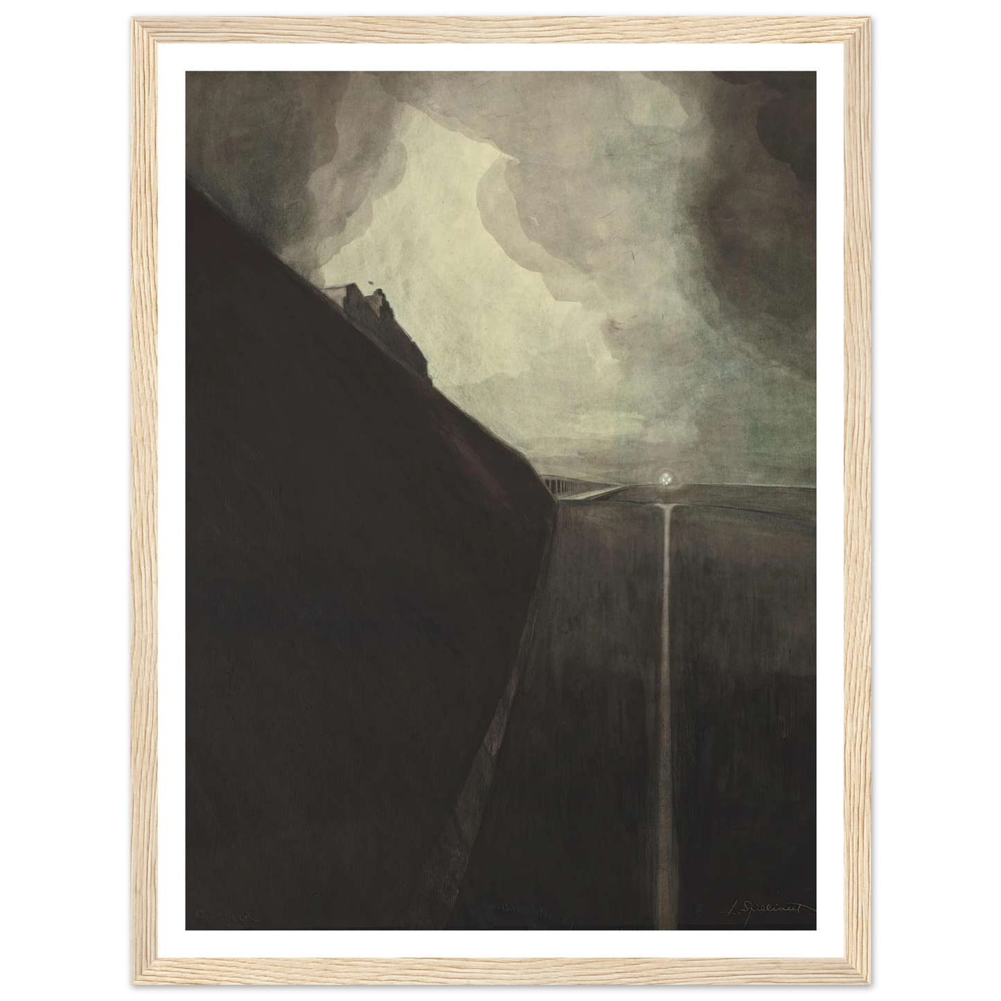 Digue et plage, Chalet Royal et galeries d’Ostende (1908) Art Print | Leon Spilliaert - Framed Poster - 30x40 cm / 12x16″ - Black frame