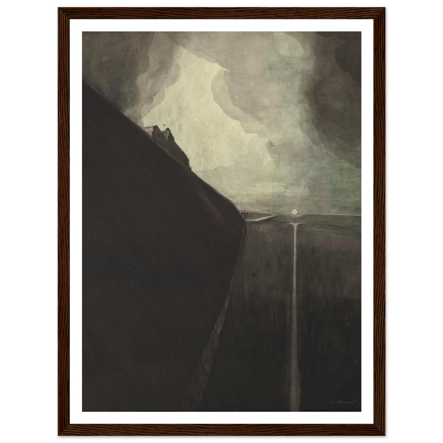 Digue et plage, Chalet Royal et galeries d’Ostende (1908) Art Print | Leon Spilliaert - Framed Poster - 30x40 cm / 12x16″ - Black frame