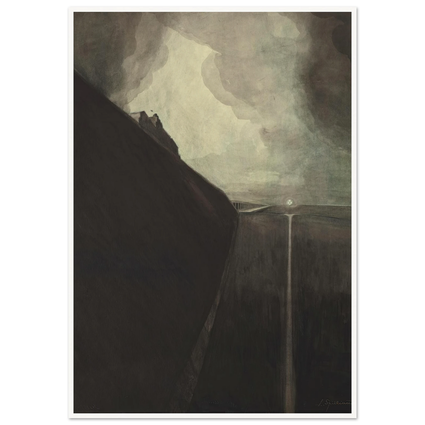 Digue et plage, Chalet Royal et galeries d’Ostende (1908) Art Print | Leon Spilliaert - Framed Poster - 30x40 cm / 12x16″ - Black frame