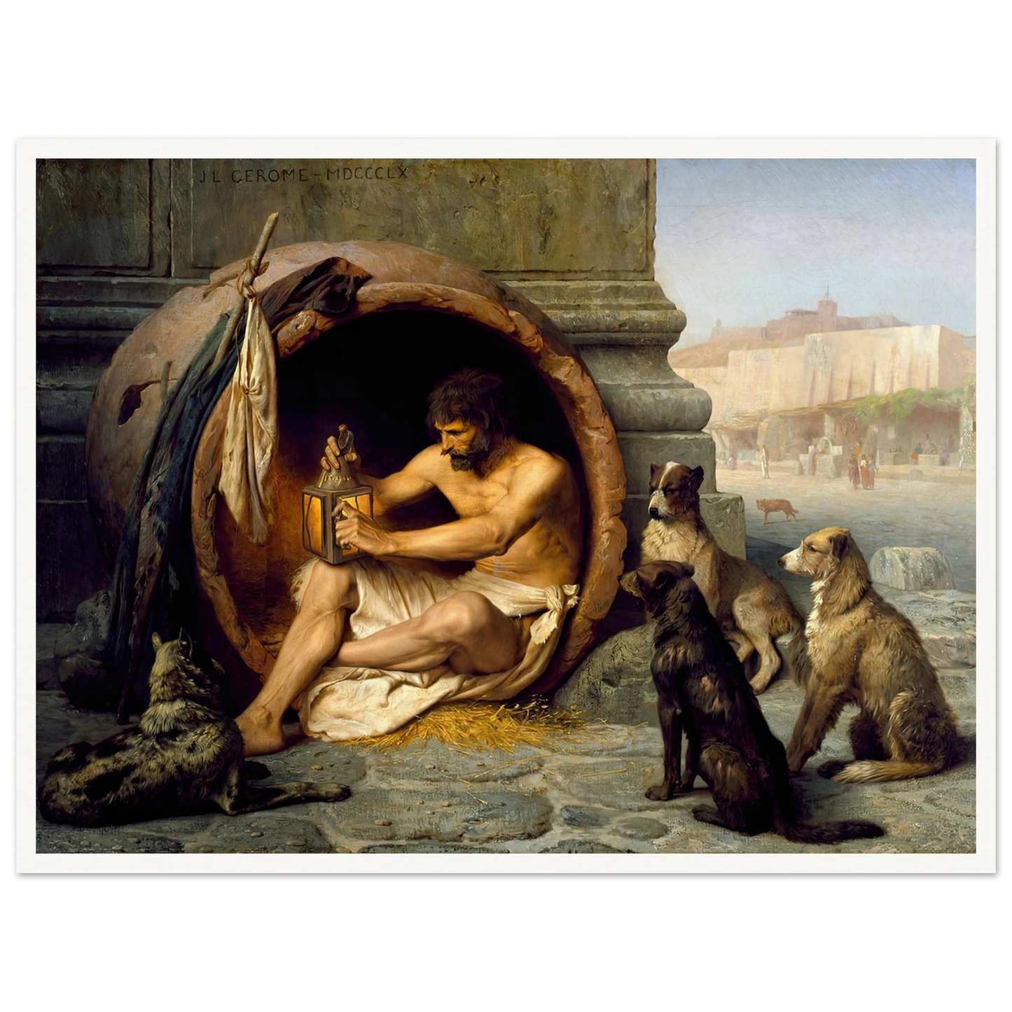 Diogenes (1860) Art Print | Jean Leon Gerome - Framed Poster - 30x40 cm / 12x16″ - Black frame