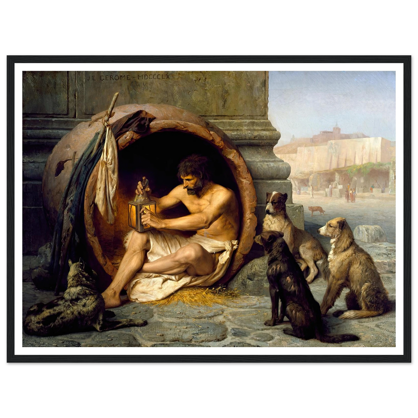 Diogenes (1860) Art Print | Jean Leon Gerome - Framed Poster - 30x40 cm / 12x16″ - Black frame