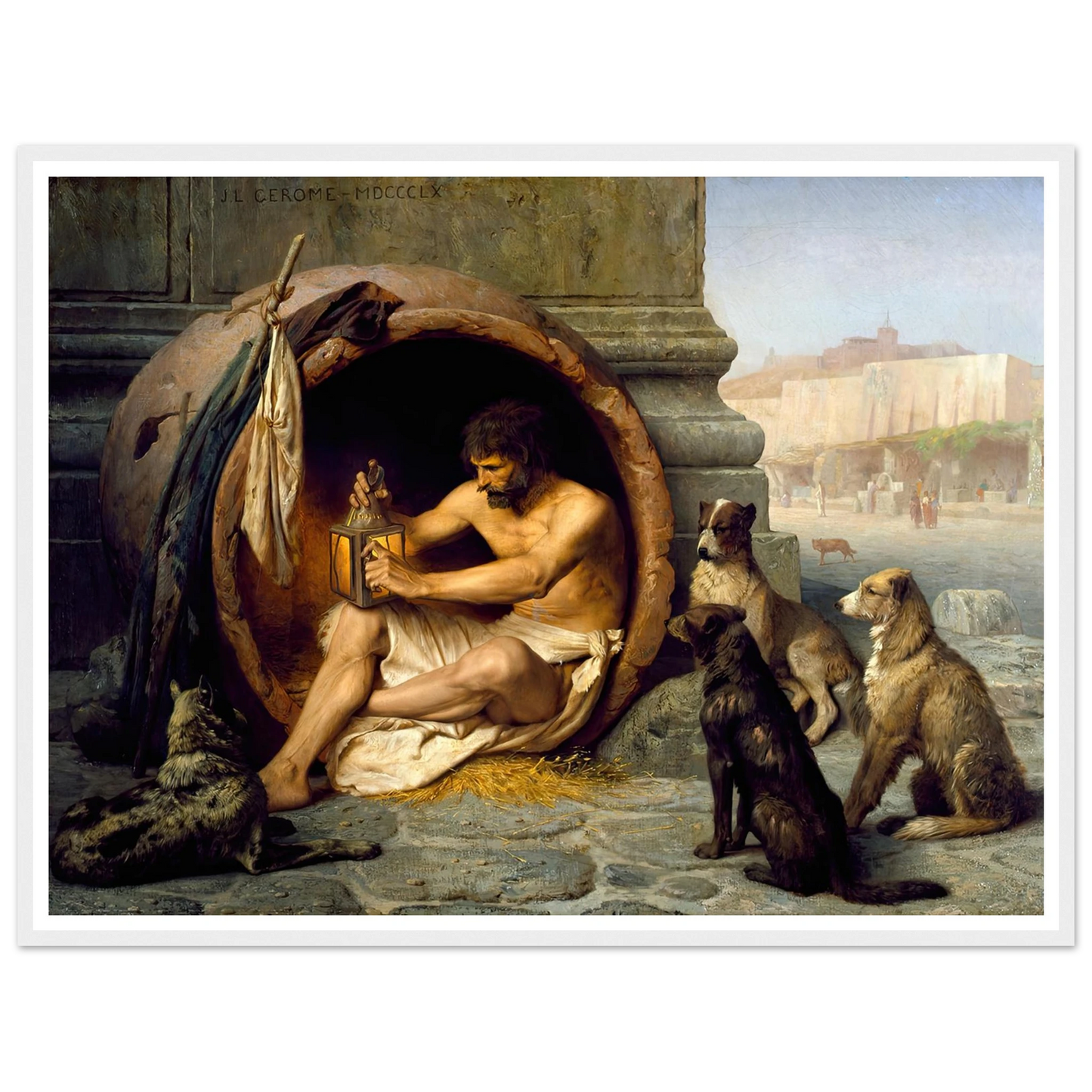 Diogenes (1860) Art Print | Jean Leon Gerome - Framed Poster - 30x40 cm / 12x16″ - Black frame