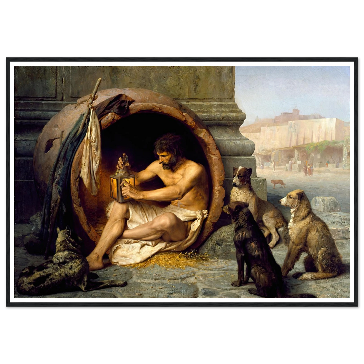 Diogenes (1860) Art Print | Jean Leon Gerome - Framed Poster - 30x40 cm / 12x16″ - Black frame
