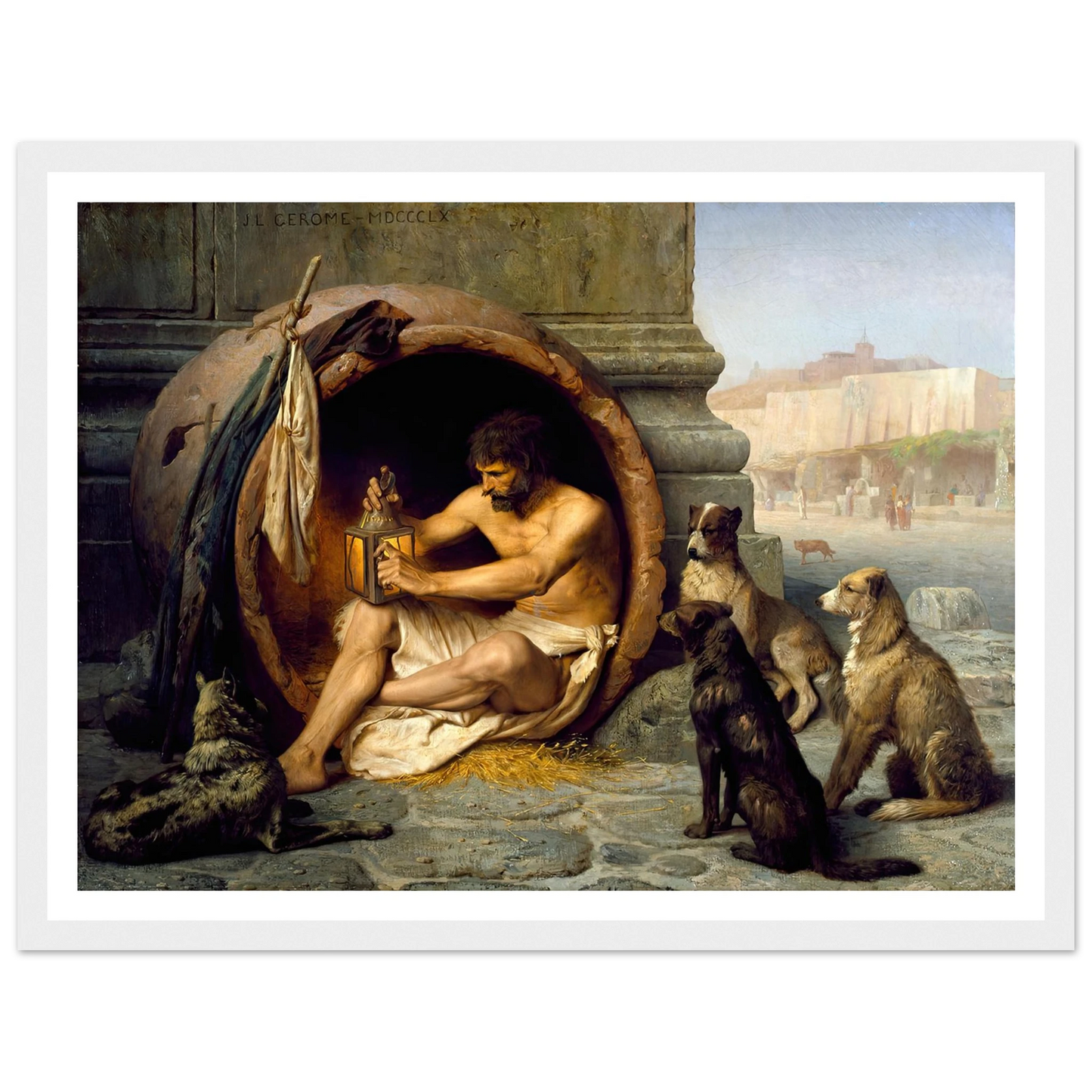 Diogenes (1860) Art Print | Jean Leon Gerome - Framed Poster - 30x40 cm / 12x16″ - Black frame