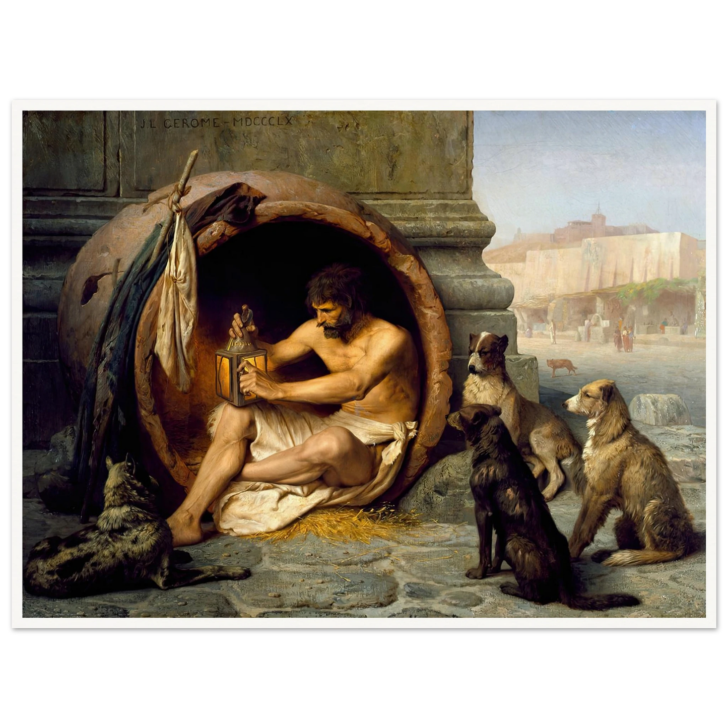 Diogenes (1860) Art Print | Jean Leon Gerome - Framed Poster - 30x40 cm / 12x16″ - Black frame