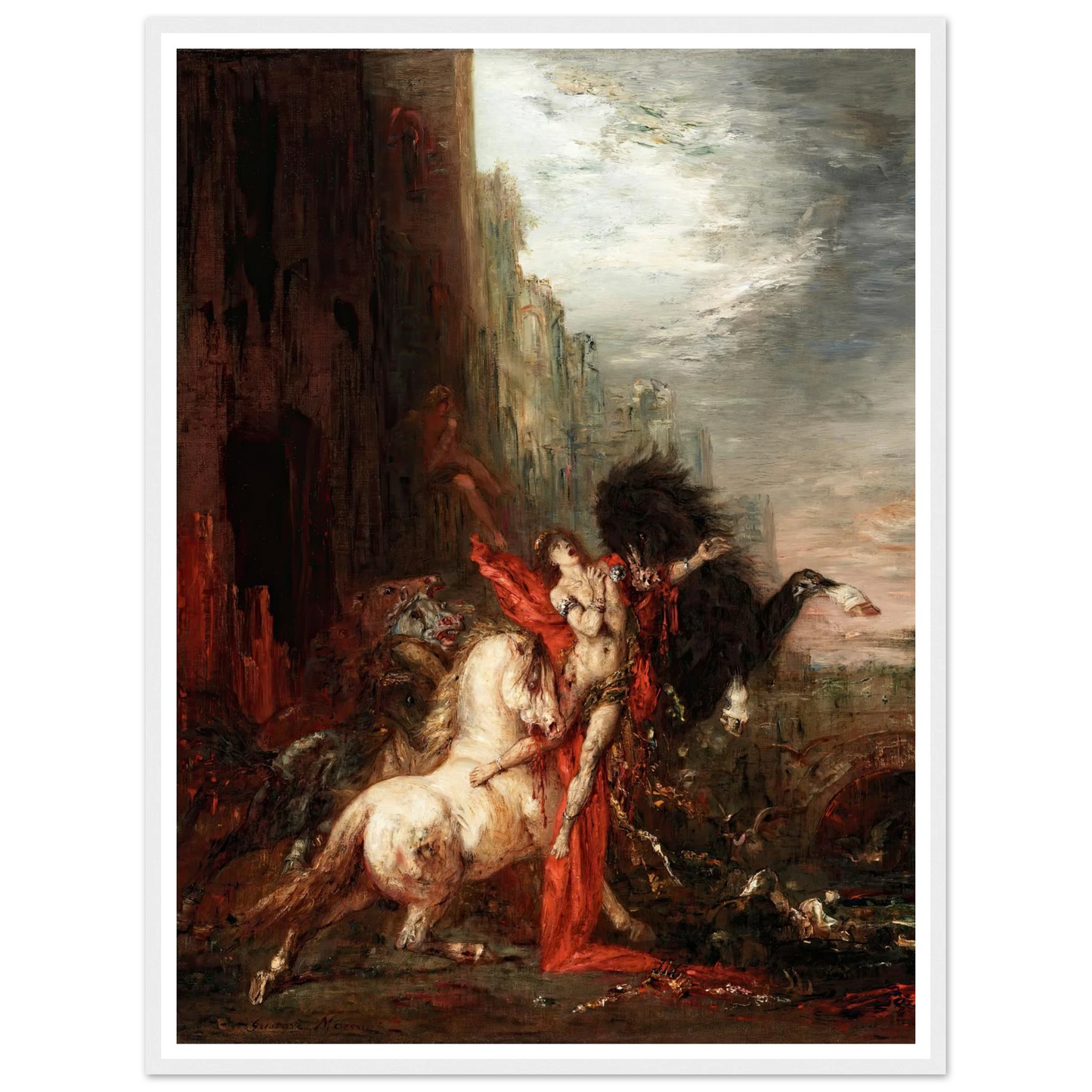 Diomedes Devoured by His Horses (1865-1870) Art Print | Gustave Moreau - Framed Poster - 30x40 cm / 12x16″ - Black frame