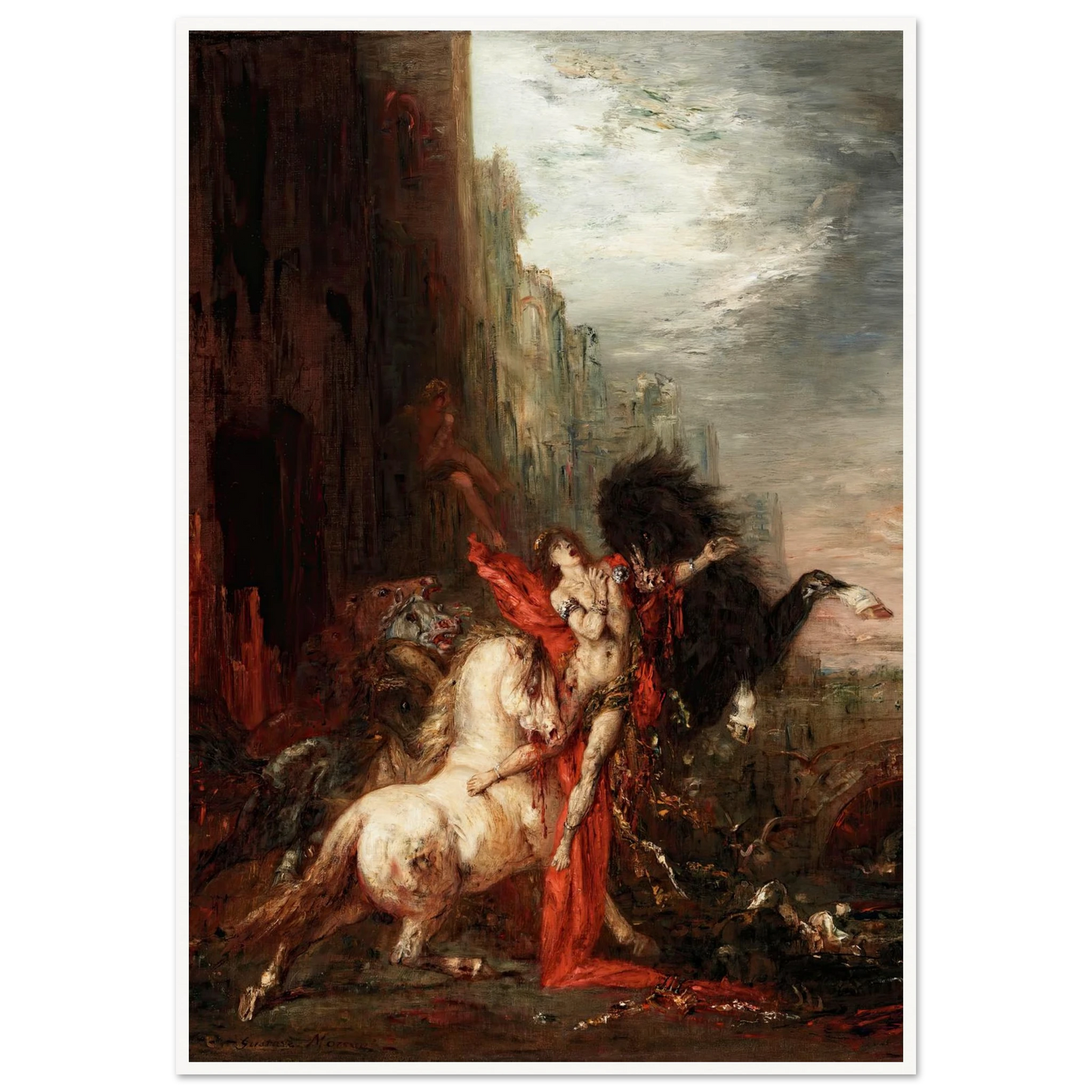 Diomedes Devoured by His Horses (1865-1870) Art Print | Gustave Moreau - Framed Poster - 30x40 cm / 12x16″ - Black frame