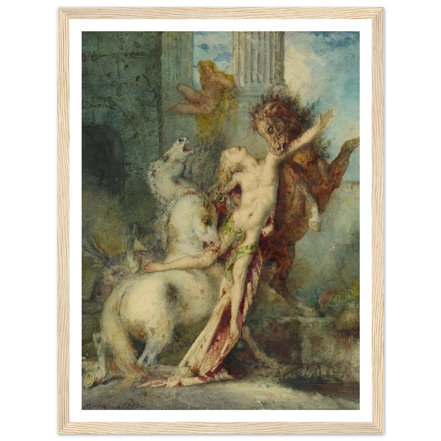 Diomedes Devoured by Horses (1866) Art Print | Gustave Moreau - Framed Poster - 30x40 cm / 12x16″ - Black frame