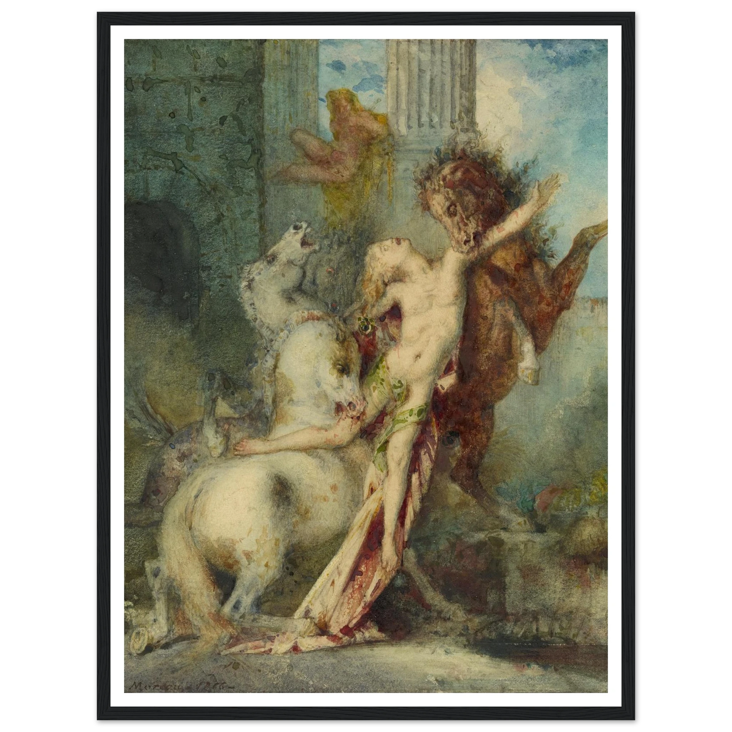 Diomedes Devoured by Horses (1866) Art Print | Gustave Moreau - Framed Poster - 30x40 cm / 12x16″ - Black frame
