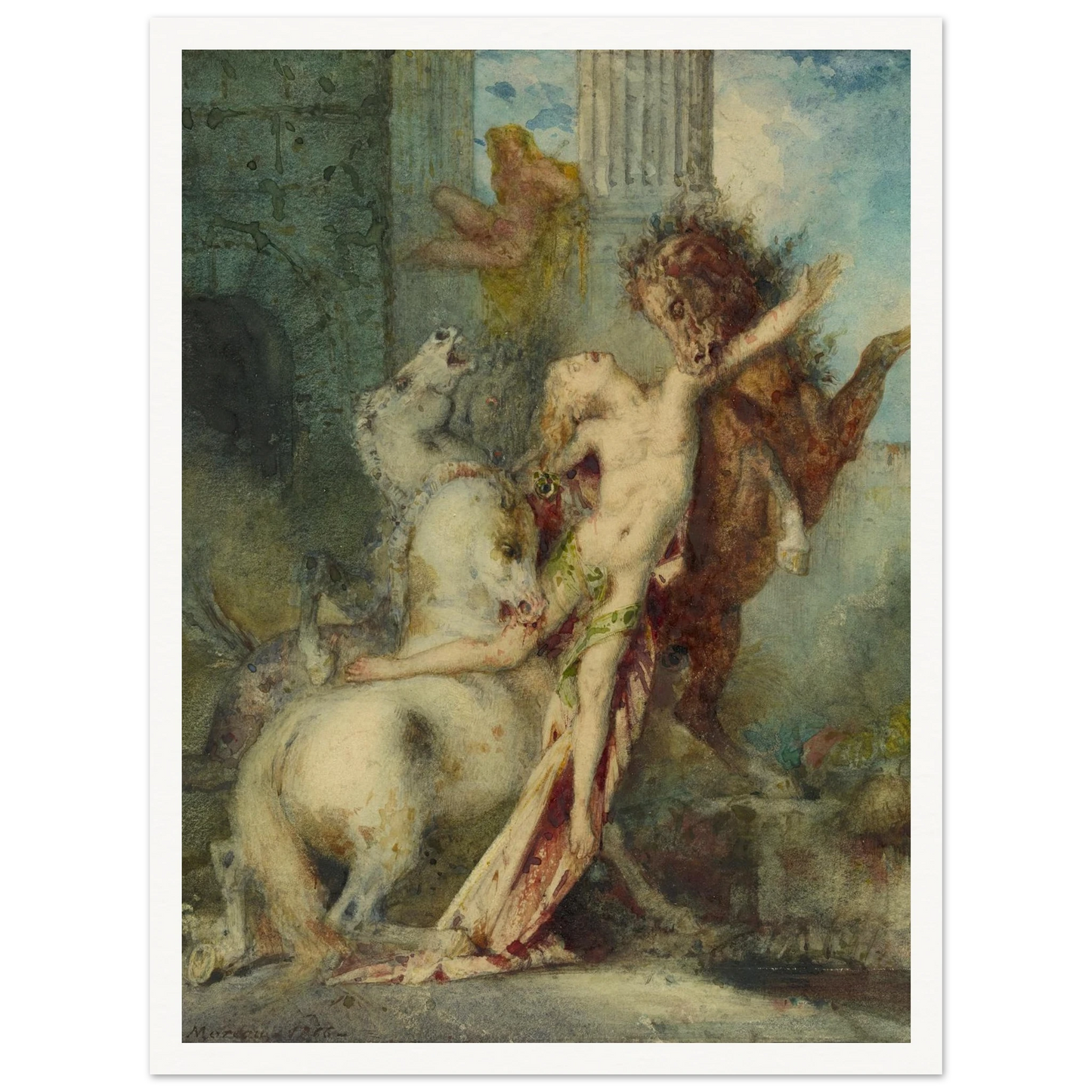 Diomedes Devoured by Horses (1866) Art Print | Gustave Moreau - Framed Poster - 30x40 cm / 12x16″ - Black frame