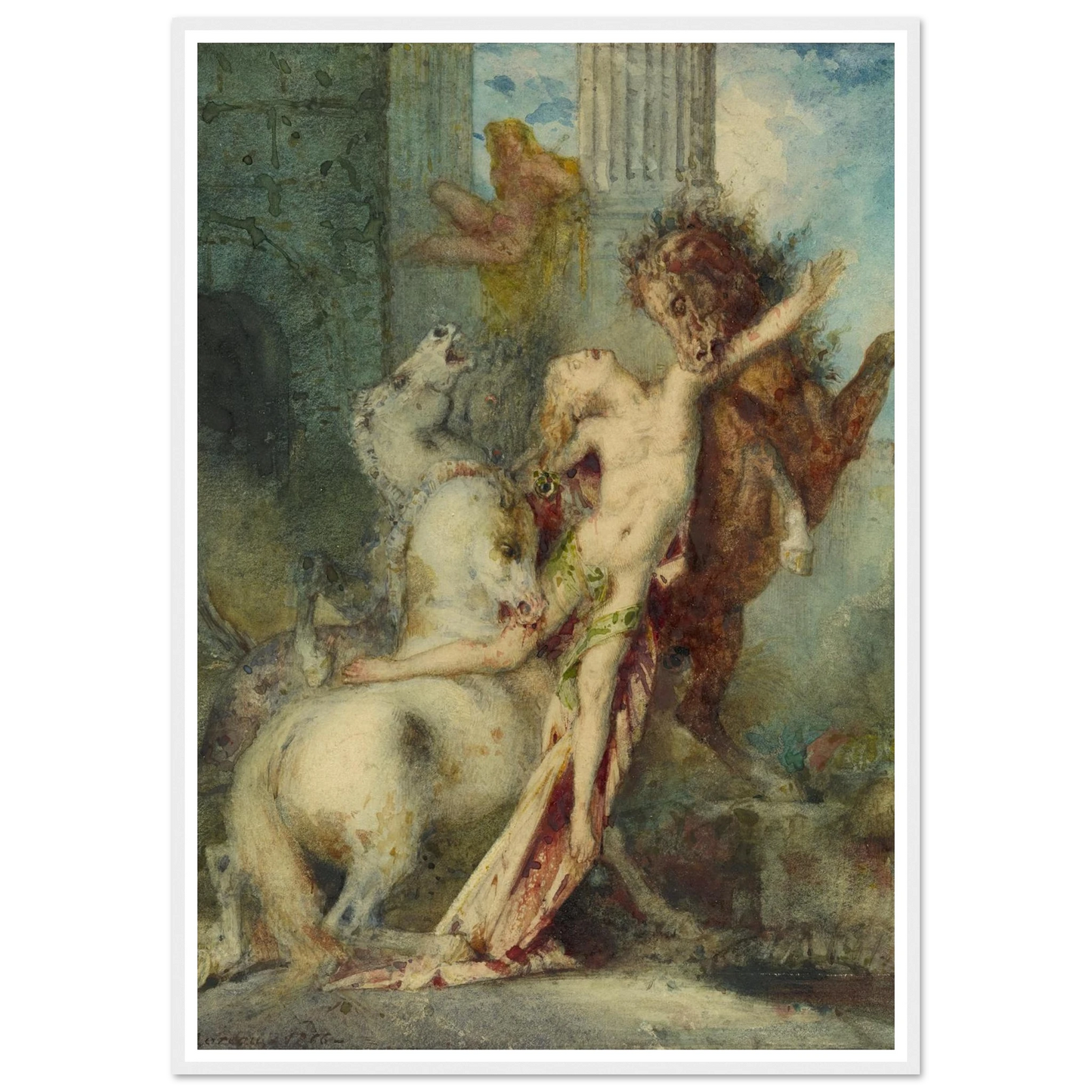 Diomedes Devoured by Horses (1866) Art Print | Gustave Moreau - Framed Poster - 30x40 cm / 12x16″ - Black frame