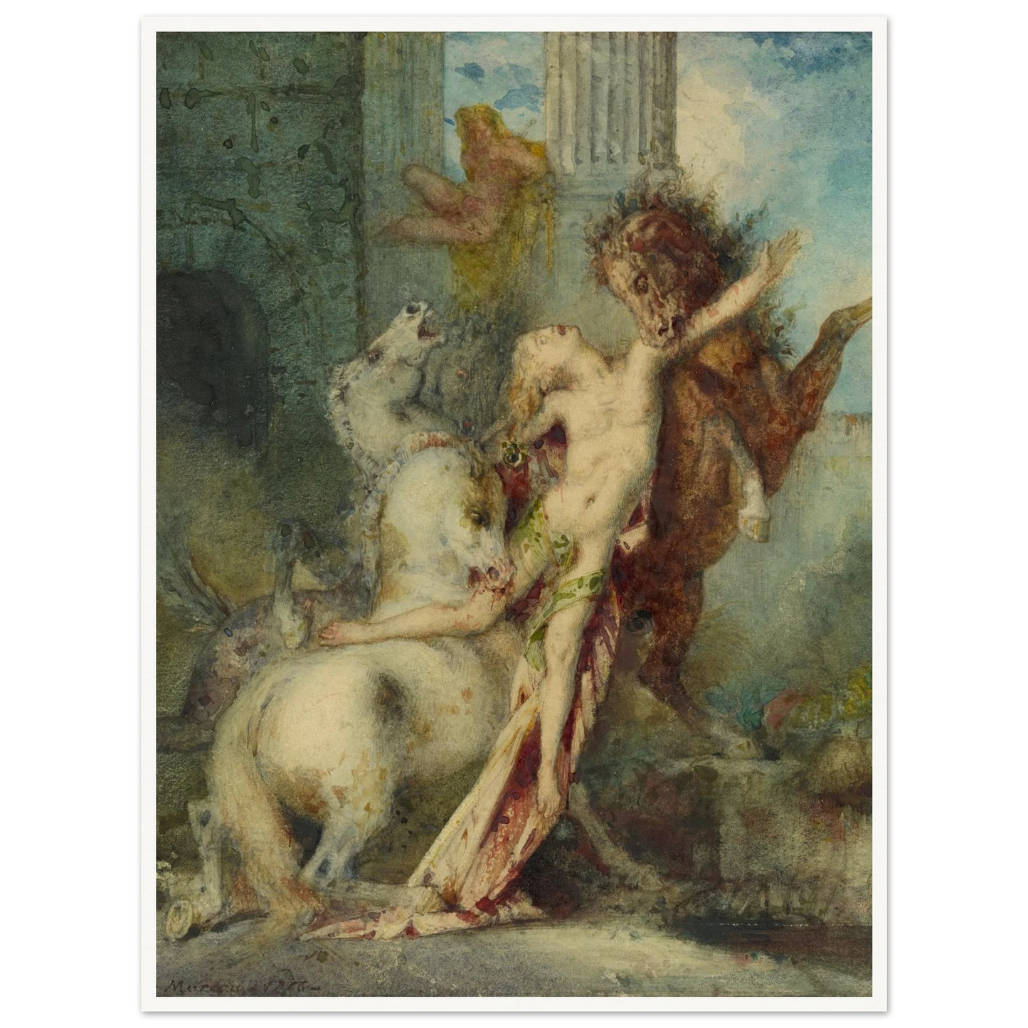 Diomedes Devoured by Horses (1866) Art Print | Gustave Moreau - Framed Poster - 30x40 cm / 12x16″ - Black frame