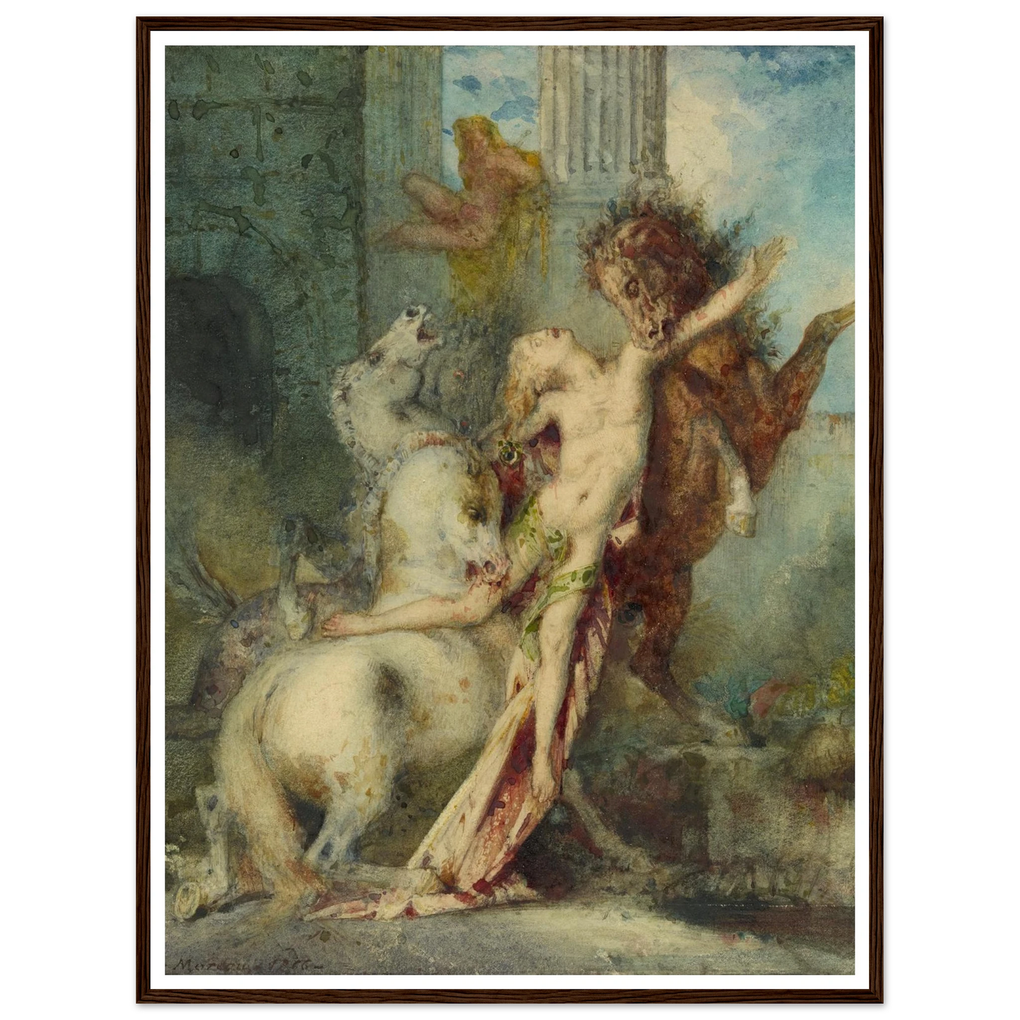 Diomedes Devoured by Horses (1866) Art Print | Gustave Moreau - Framed Poster - 30x40 cm / 12x16″ - Black frame