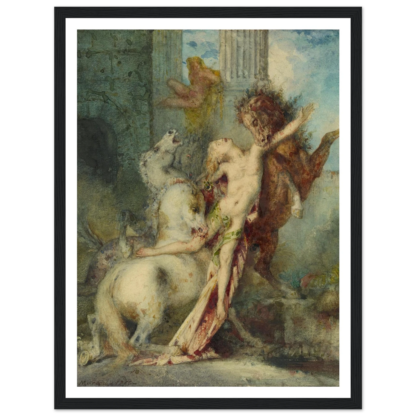 Diomedes Devoured by Horses (1866) Art Print | Gustave Moreau - Framed Poster - 30x40 cm / 12x16″ - Black frame