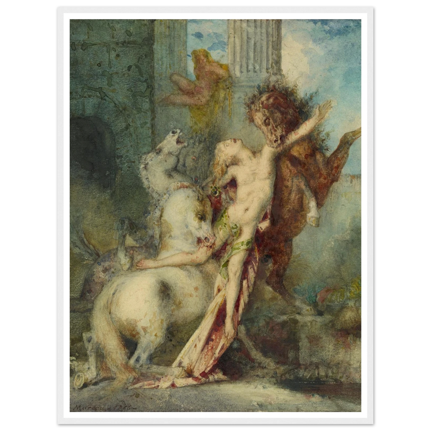 Diomedes Devoured by Horses (1866) Art Print | Gustave Moreau - Framed Poster - 30x40 cm / 12x16″ - Black frame