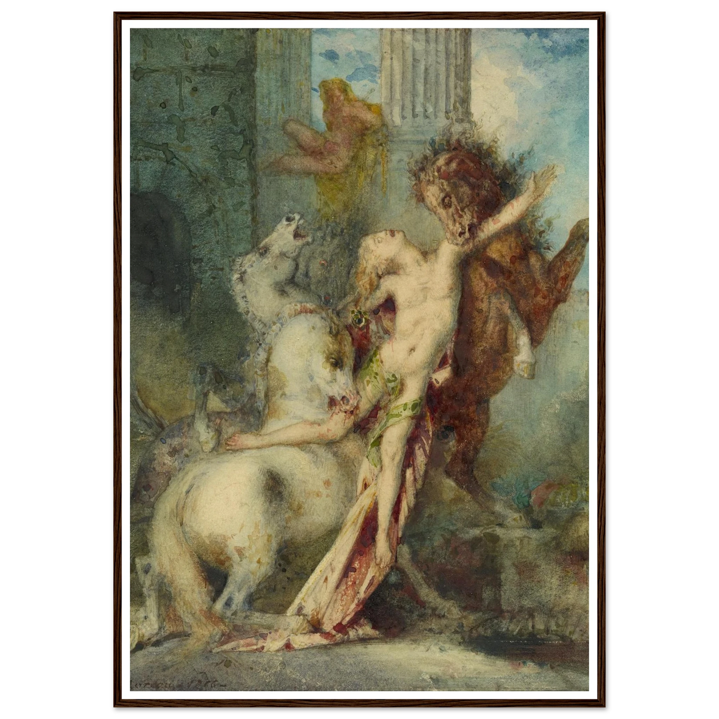 Diomedes Devoured by Horses (1866) Art Print | Gustave Moreau - Framed Poster - 30x40 cm / 12x16″ - Black frame
