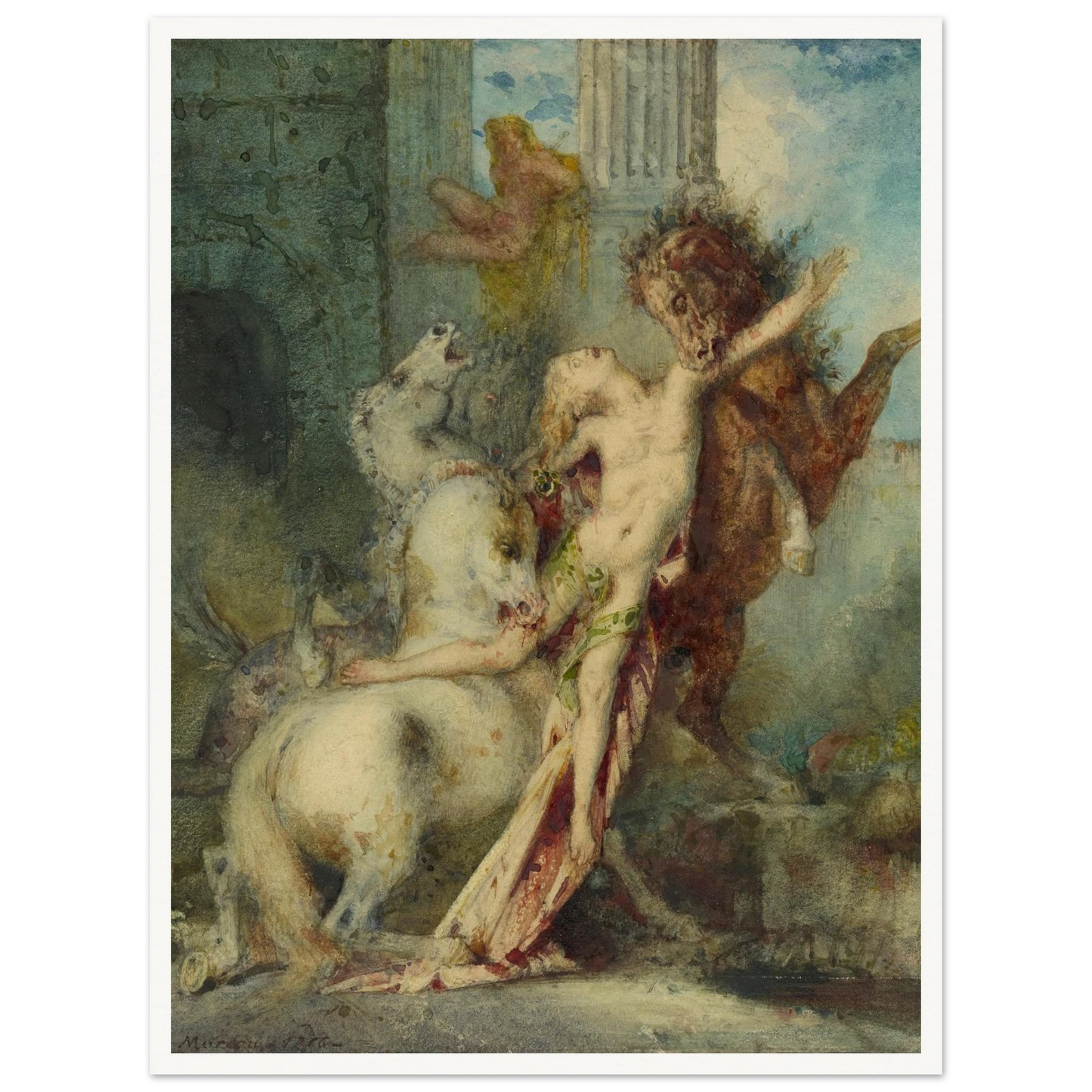 Diomedes Devoured by Horses (1866) Art Print | Gustave Moreau - Framed Poster - 30x40 cm / 12x16″ - Black frame