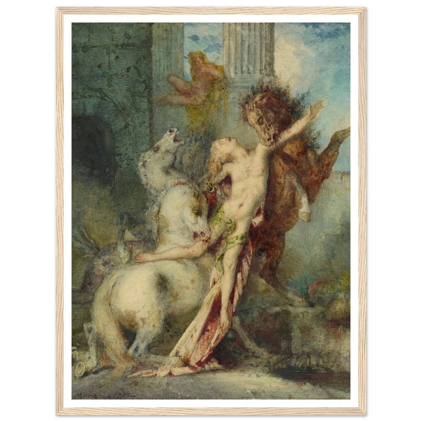 Diomedes Devoured by Horses (1866) Art Print | Gustave Moreau - Framed Poster - 30x40 cm / 12x16″ - Black frame