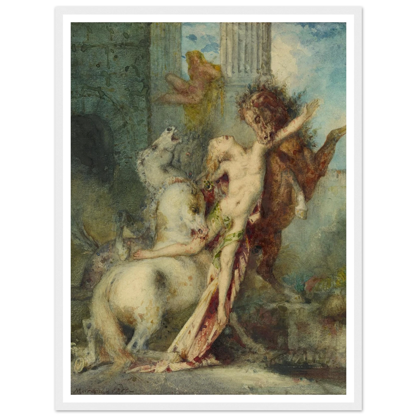 Diomedes Devoured by Horses (1866) Art Print | Gustave Moreau - Framed Poster - 30x40 cm / 12x16″ - Black frame