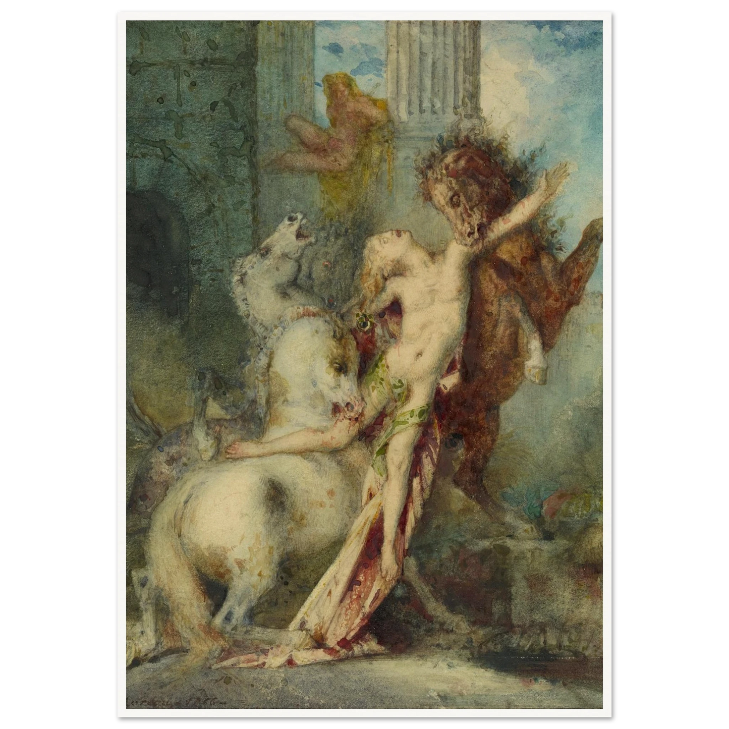 Diomedes Devoured by Horses (1866) Art Print | Gustave Moreau - Framed Poster - 30x40 cm / 12x16″ - Black frame