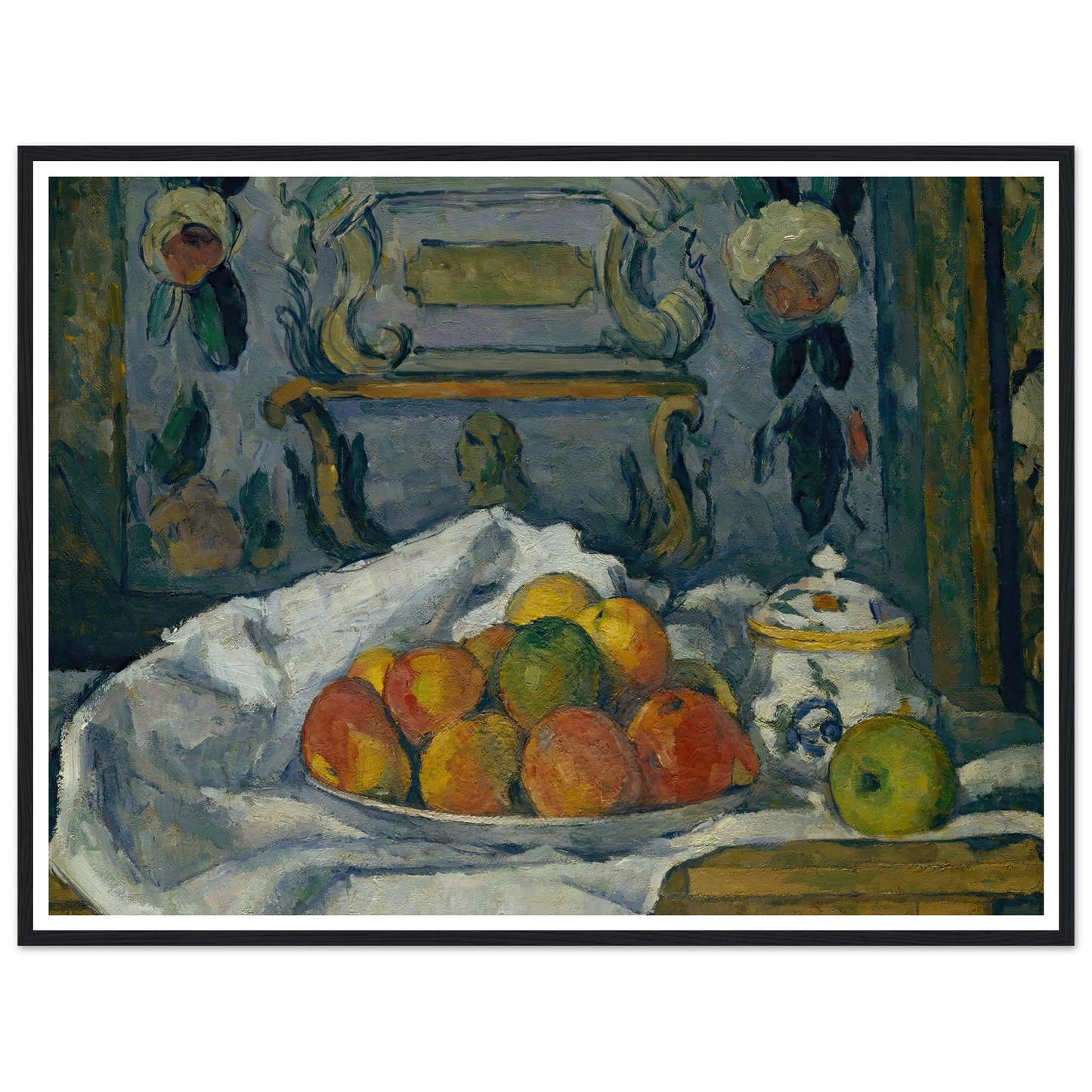 Dish of Apples (ca. 1876–77) Art Print | Paul Cezanne - Framed Poster - 30x40 cm / 12x16″ - Black frame