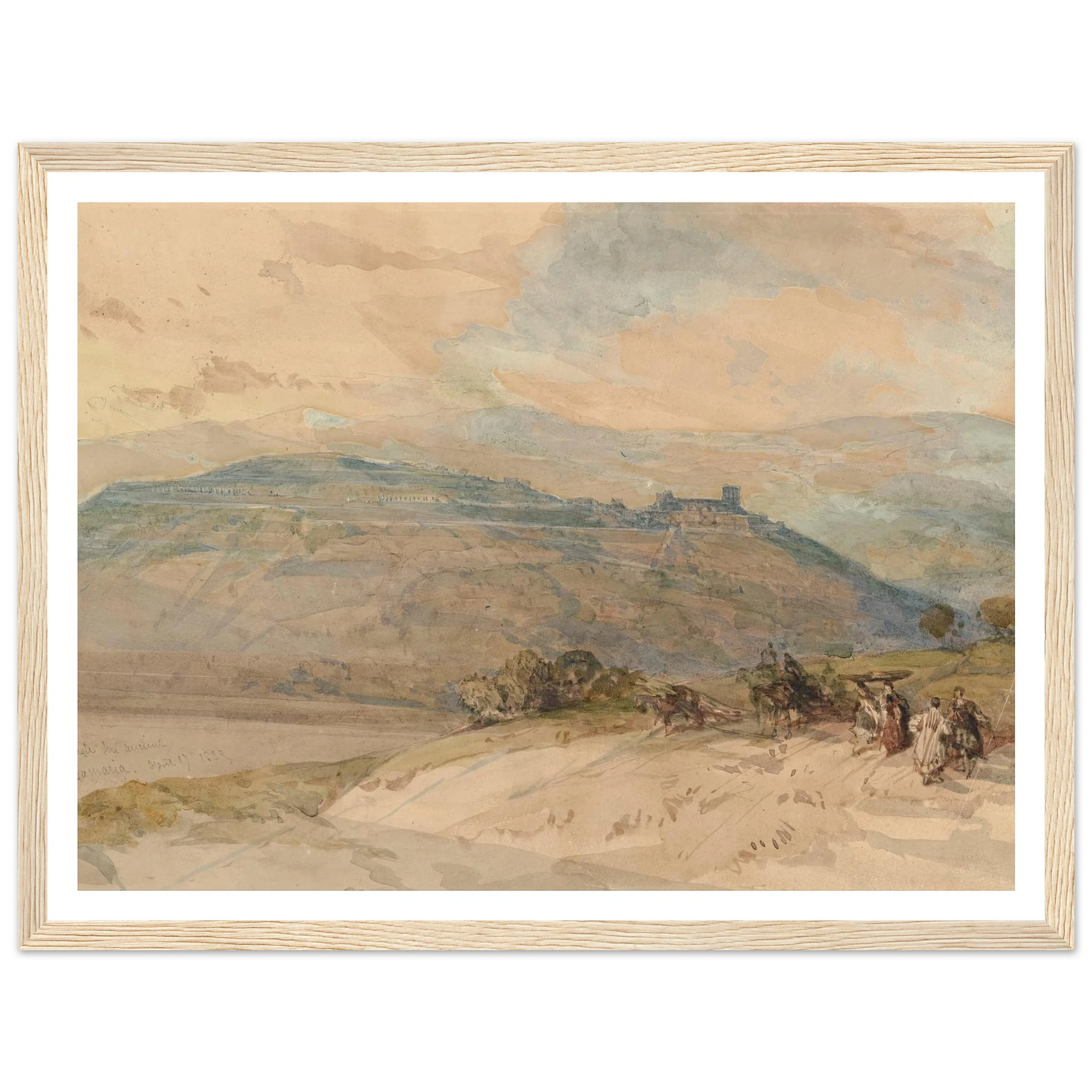 Distant view of Sebaste, Ancient Samaria (1839) Art Print | David Roberts - Framed Poster - 30x40 cm / 12x16″ - Black frame