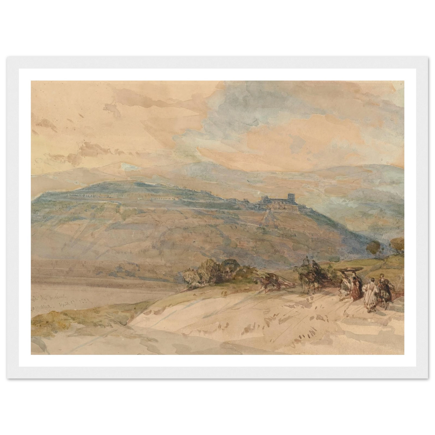 Distant view of Sebaste, Ancient Samaria (1839) Art Print | David Roberts - Framed Poster - 30x40 cm / 12x16″ - Black frame