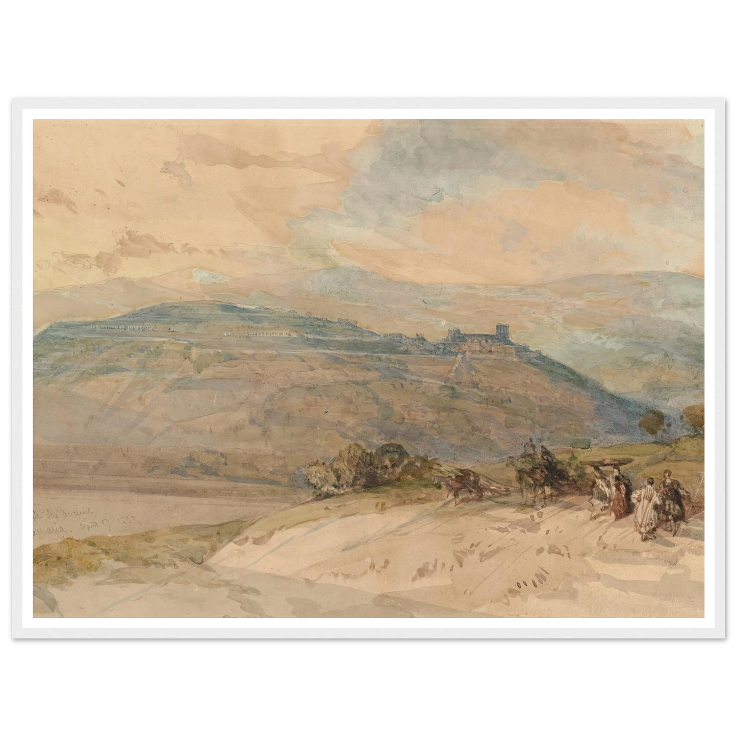 Distant view of Sebaste, Ancient Samaria (1839) Art Print | David Roberts - Framed Poster - 30x40 cm / 12x16″ - Black frame