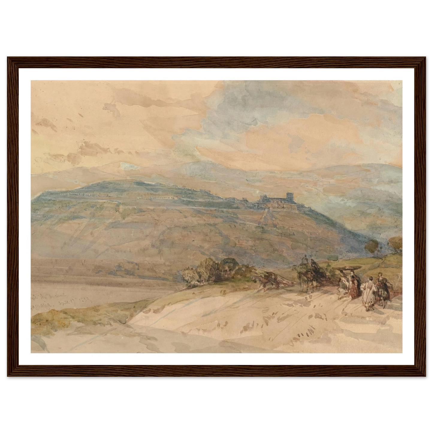 Distant view of Sebaste, Ancient Samaria (1839) Art Print | David Roberts - Framed Poster - 30x40 cm / 12x16″ - Black frame