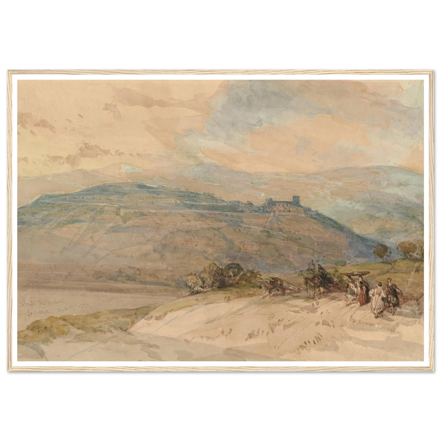 Distant view of Sebaste, Ancient Samaria (1839) Art Print | David Roberts - Framed Poster - 30x40 cm / 12x16″ - Black frame