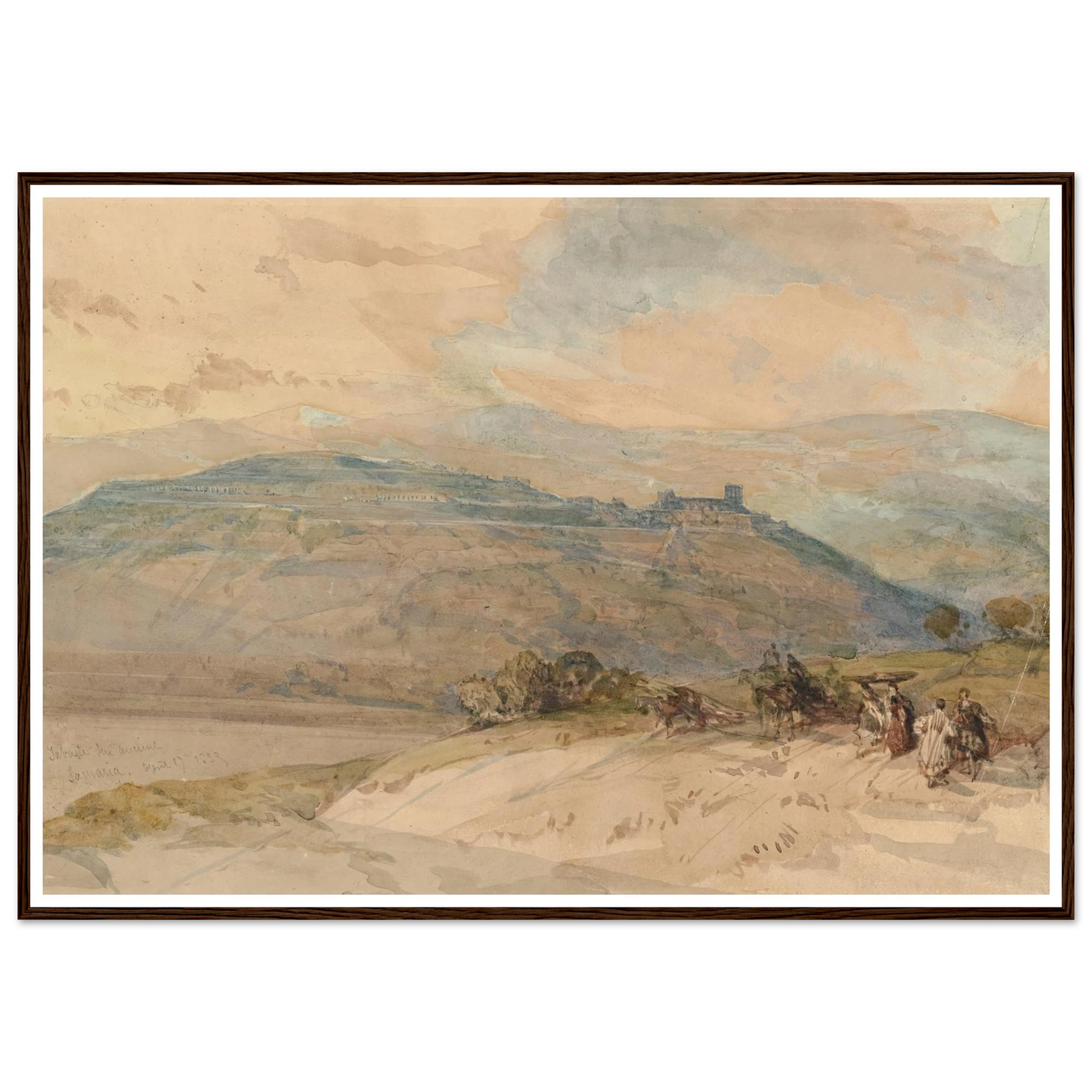 Distant view of Sebaste, Ancient Samaria (1839) Art Print | David Roberts - Framed Poster - 30x40 cm / 12x16″ - Black frame