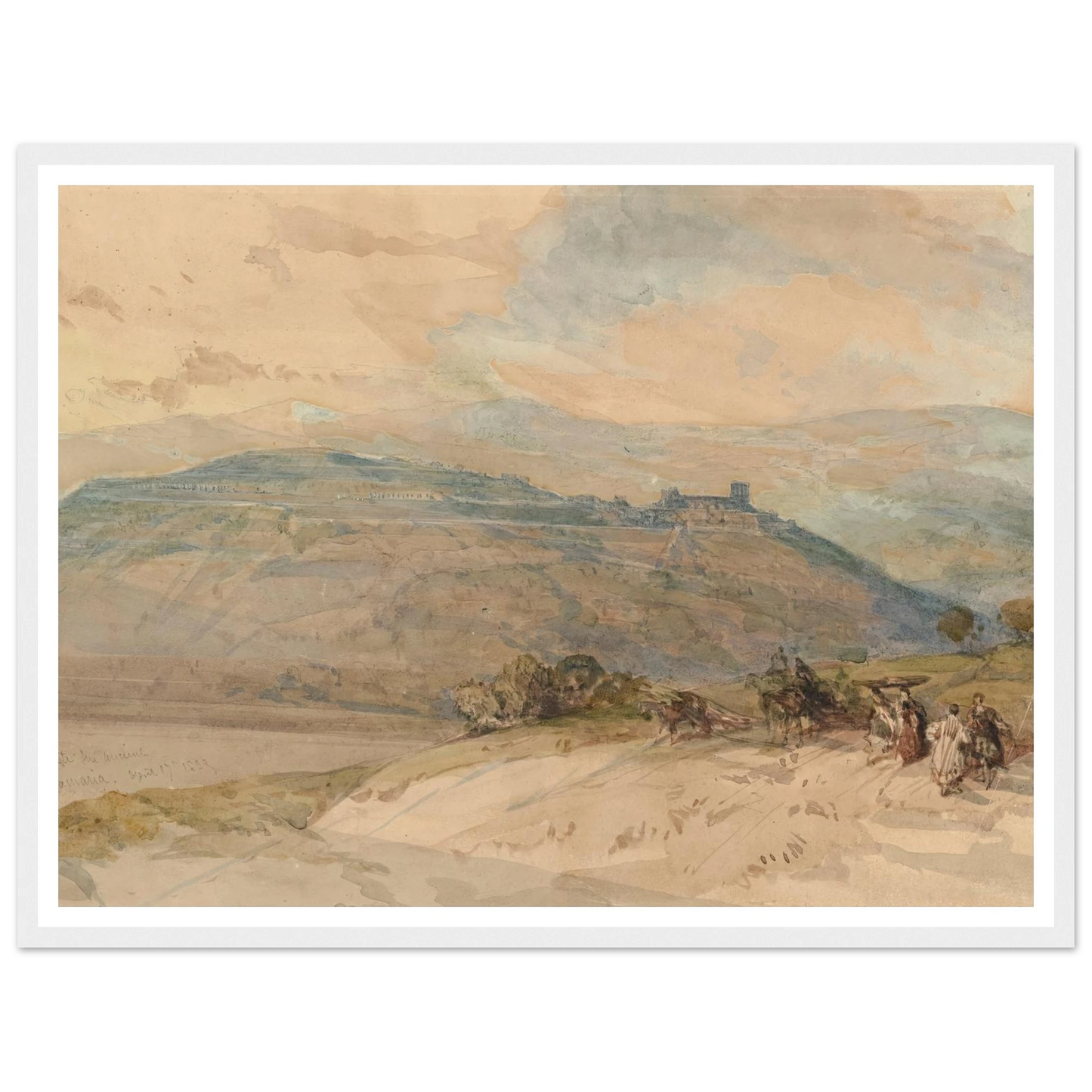 Distant view of Sebaste, Ancient Samaria (1839) Art Print | David Roberts - Framed Poster - 30x40 cm / 12x16″ - Black frame