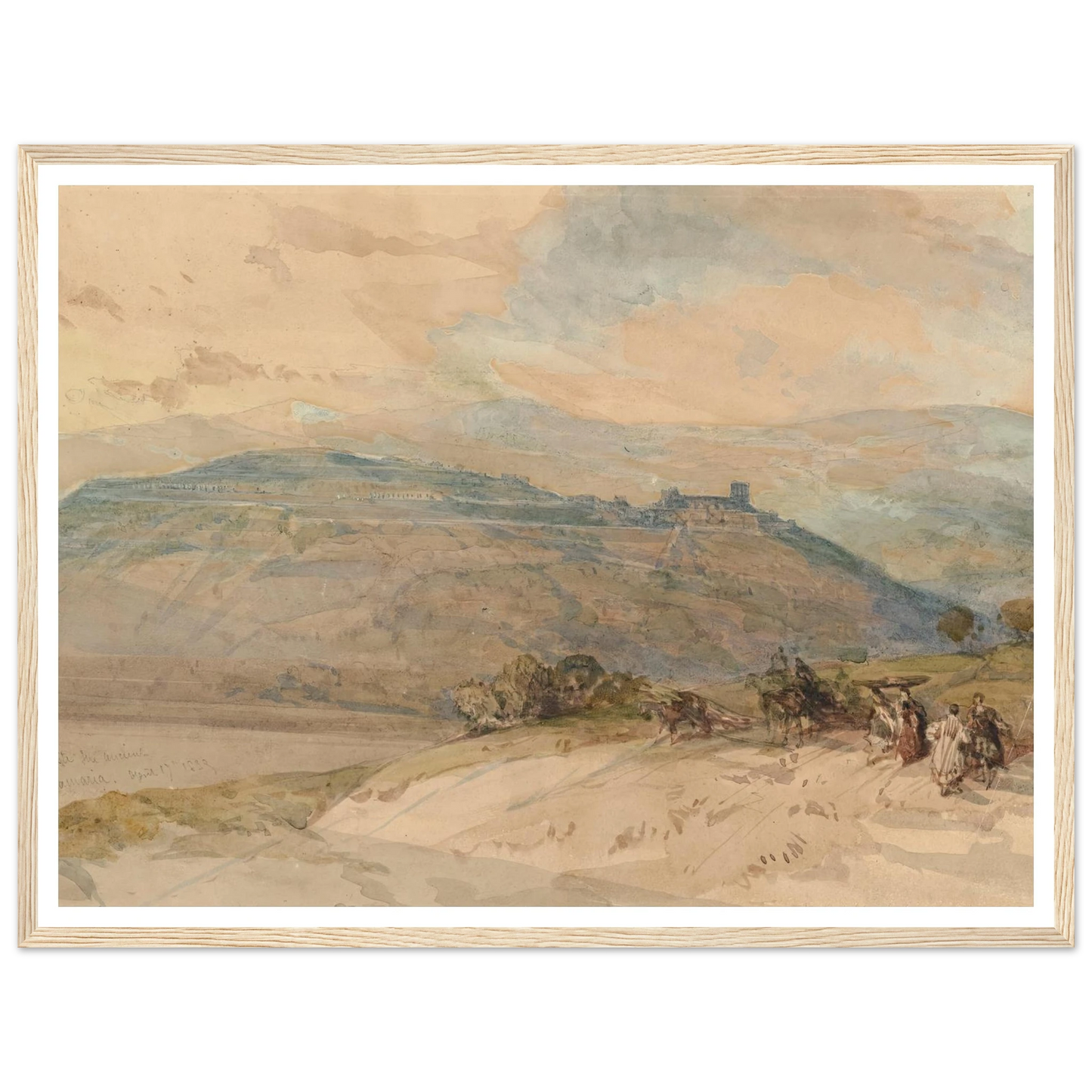 Distant view of Sebaste, Ancient Samaria (1839) Art Print | David Roberts - Framed Poster - 30x40 cm / 12x16″ - Black frame