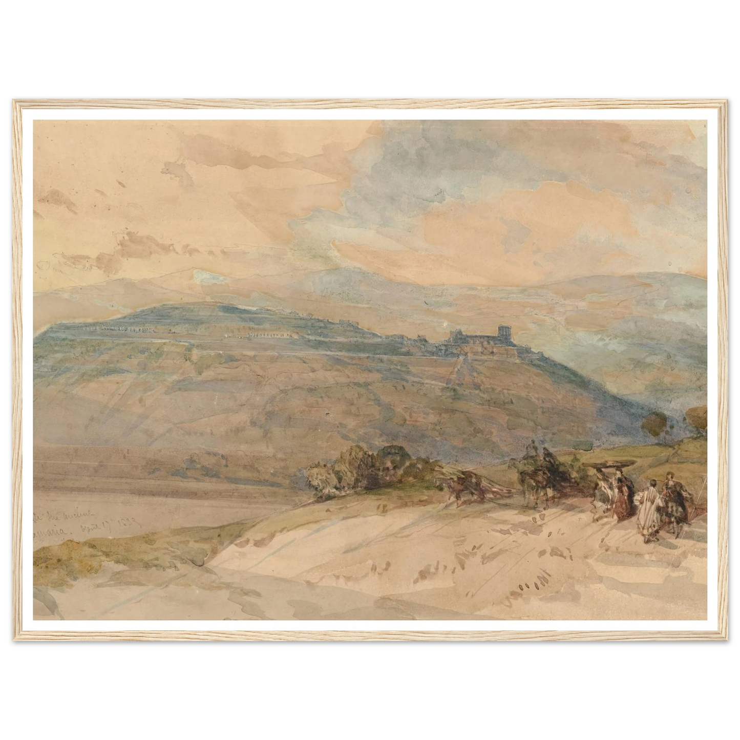 Distant view of Sebaste, Ancient Samaria (1839) Art Print | David Roberts - Framed Poster - 30x40 cm / 12x16″ - Black frame