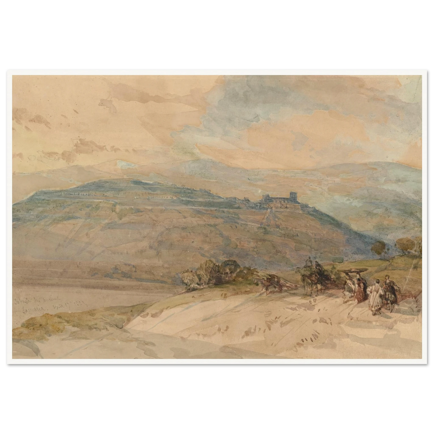 Distant view of Sebaste, Ancient Samaria (1839) Art Print | David Roberts - Framed Poster - 30x40 cm / 12x16″ - Black frame