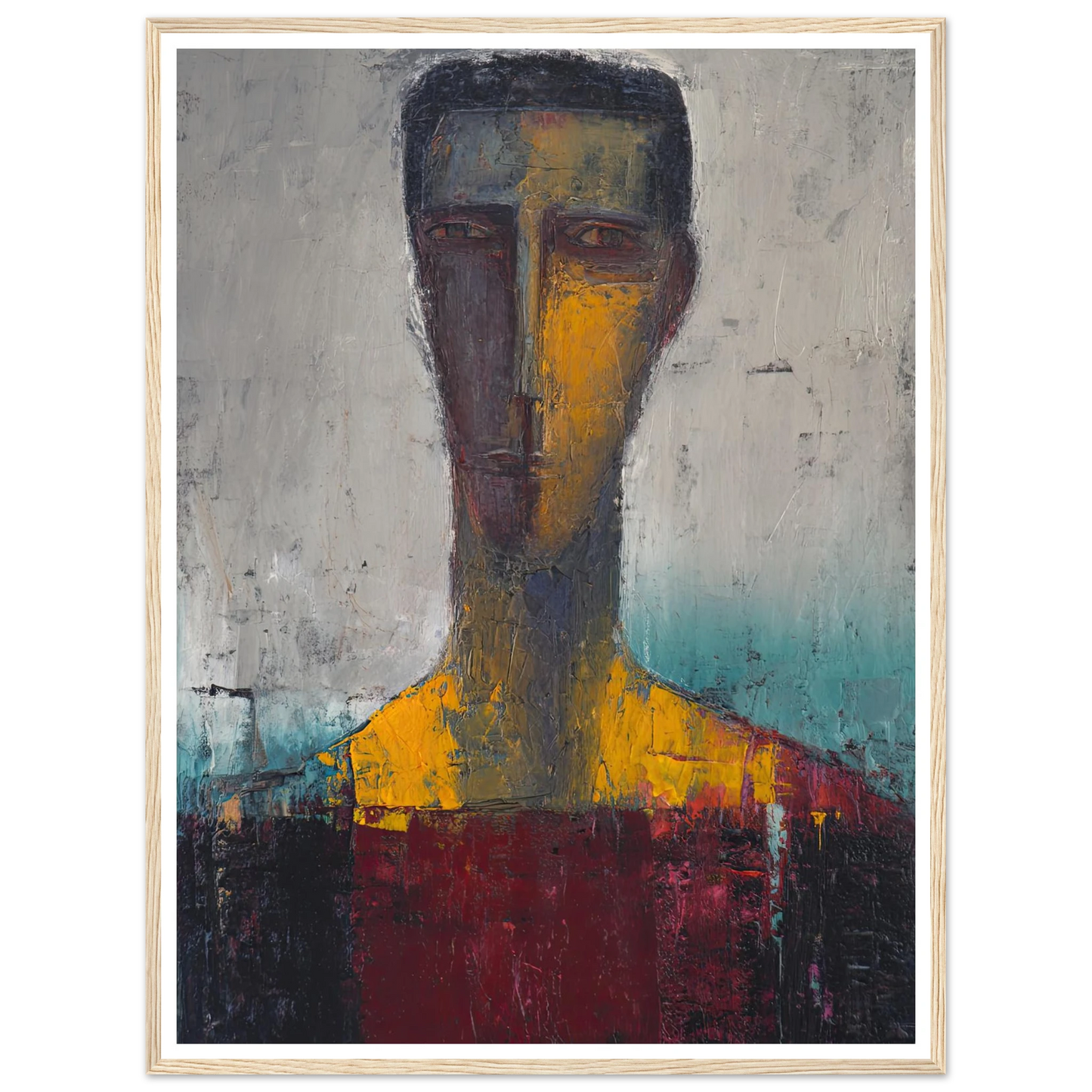 Divided Soul in Gold and Grey - Framed Poster - 30x40 cm / 12x16″ - Black frame