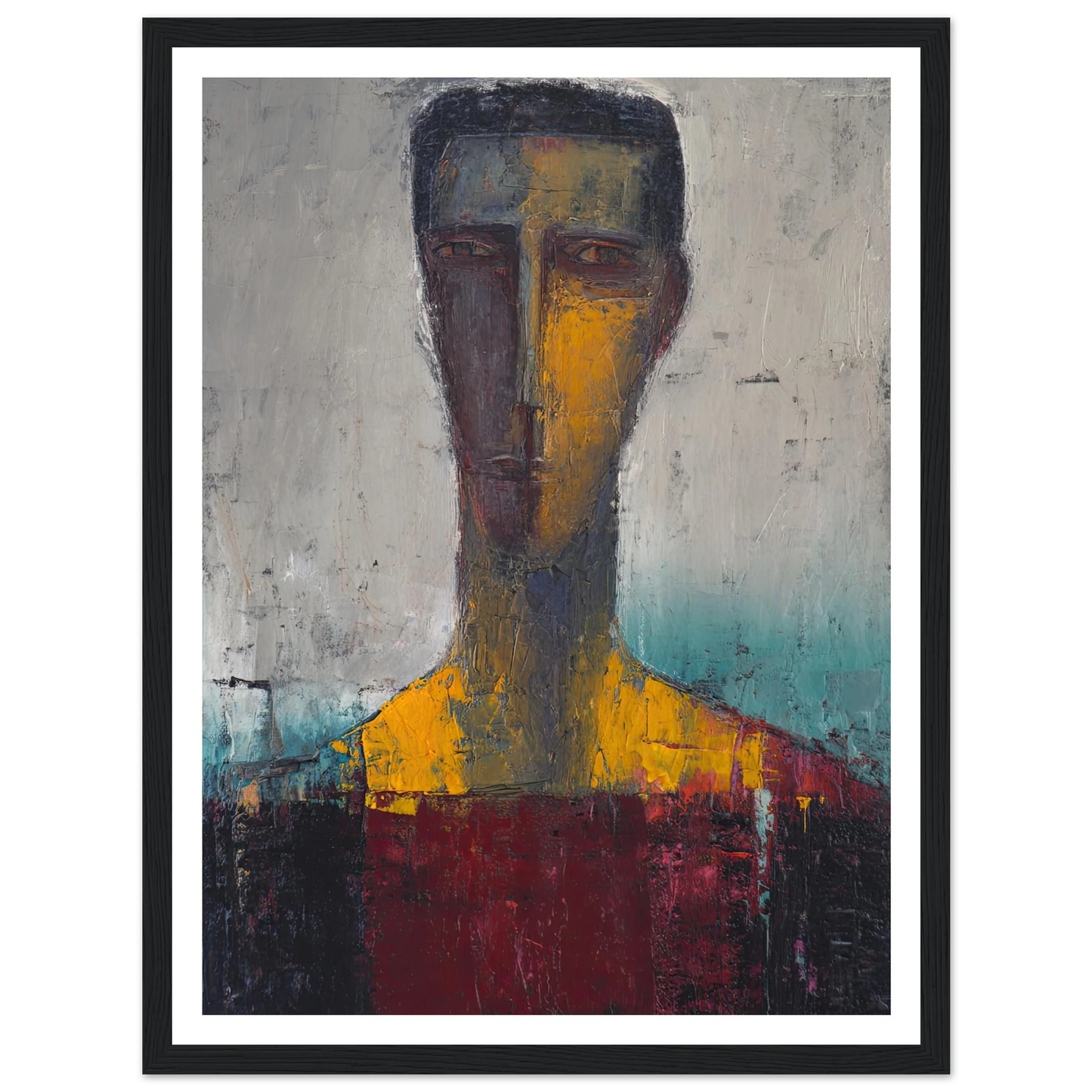 Divided Soul in Gold and Grey - Framed Poster - 30x40 cm / 12x16″ - Black frame