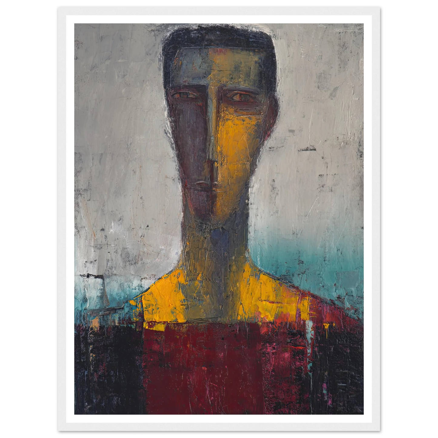 Divided Soul in Gold and Grey - Framed Poster - 30x40 cm / 12x16″ - Black frame