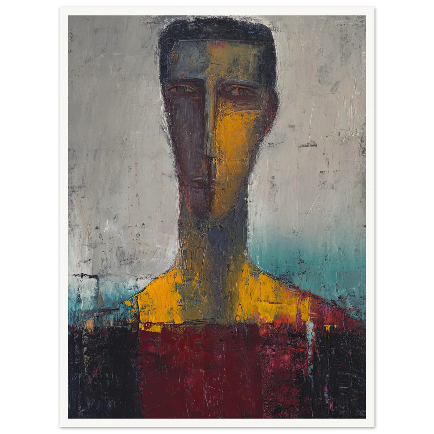 Divided Soul in Gold and Grey - Framed Poster - 30x40 cm / 12x16″ - Black frame