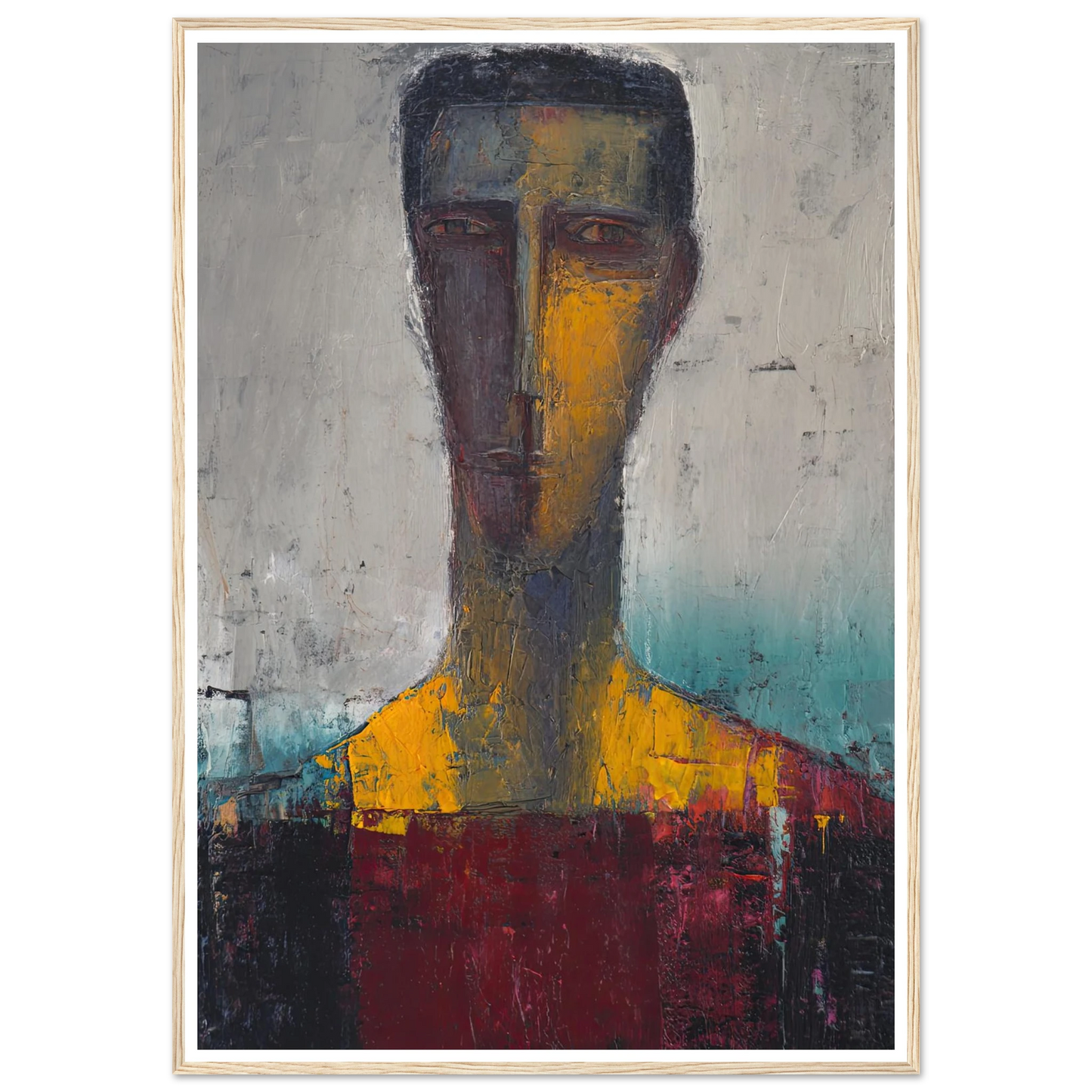 Divided Soul in Gold and Grey - Framed Poster - 30x40 cm / 12x16″ - Black frame