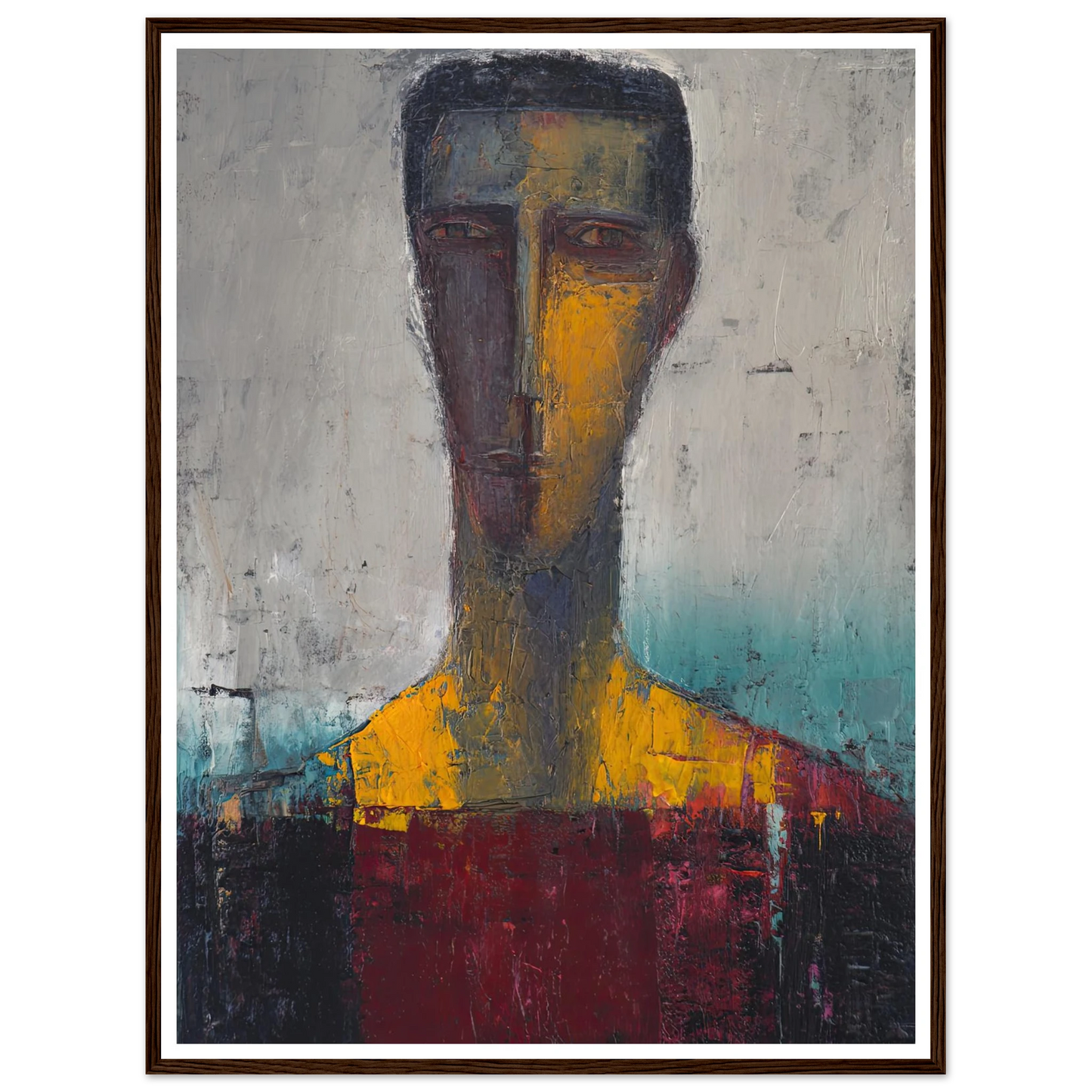 Divided Soul in Gold and Grey - Framed Poster - 30x40 cm / 12x16″ - Black frame