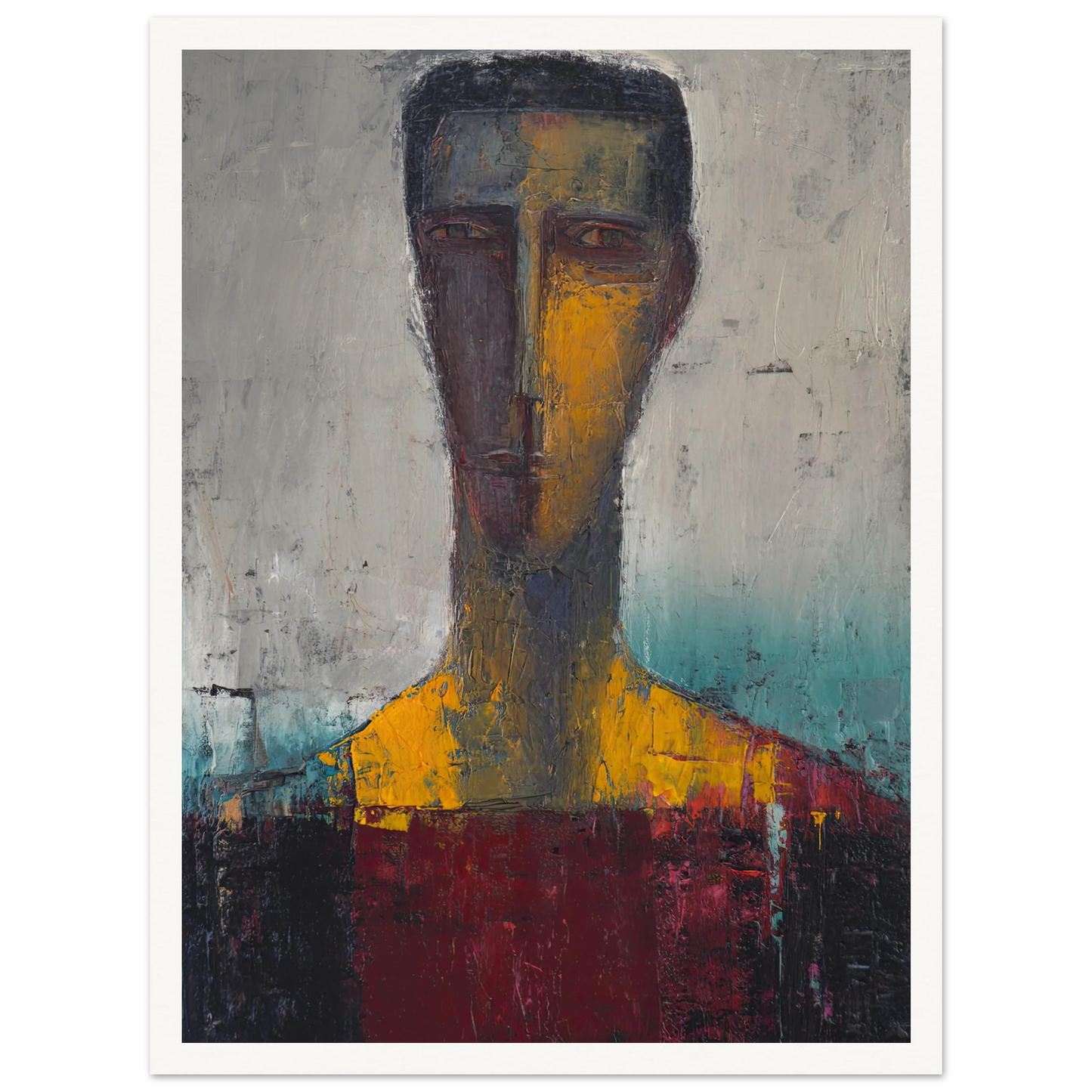 Divided Soul in Gold and Grey - Framed Poster - 30x40 cm / 12x16″ - Black frame