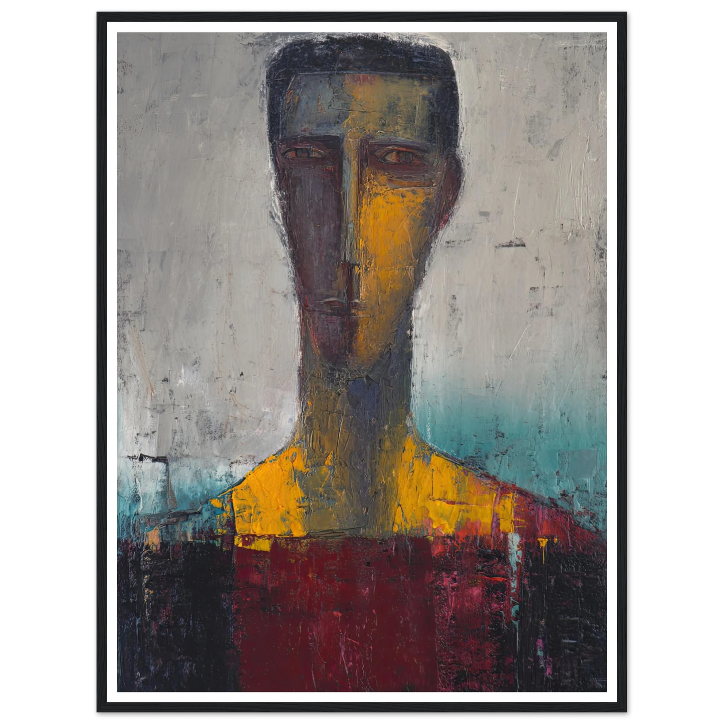 Divided Soul in Gold and Grey - Framed Poster - 30x40 cm / 12x16″ - Black frame